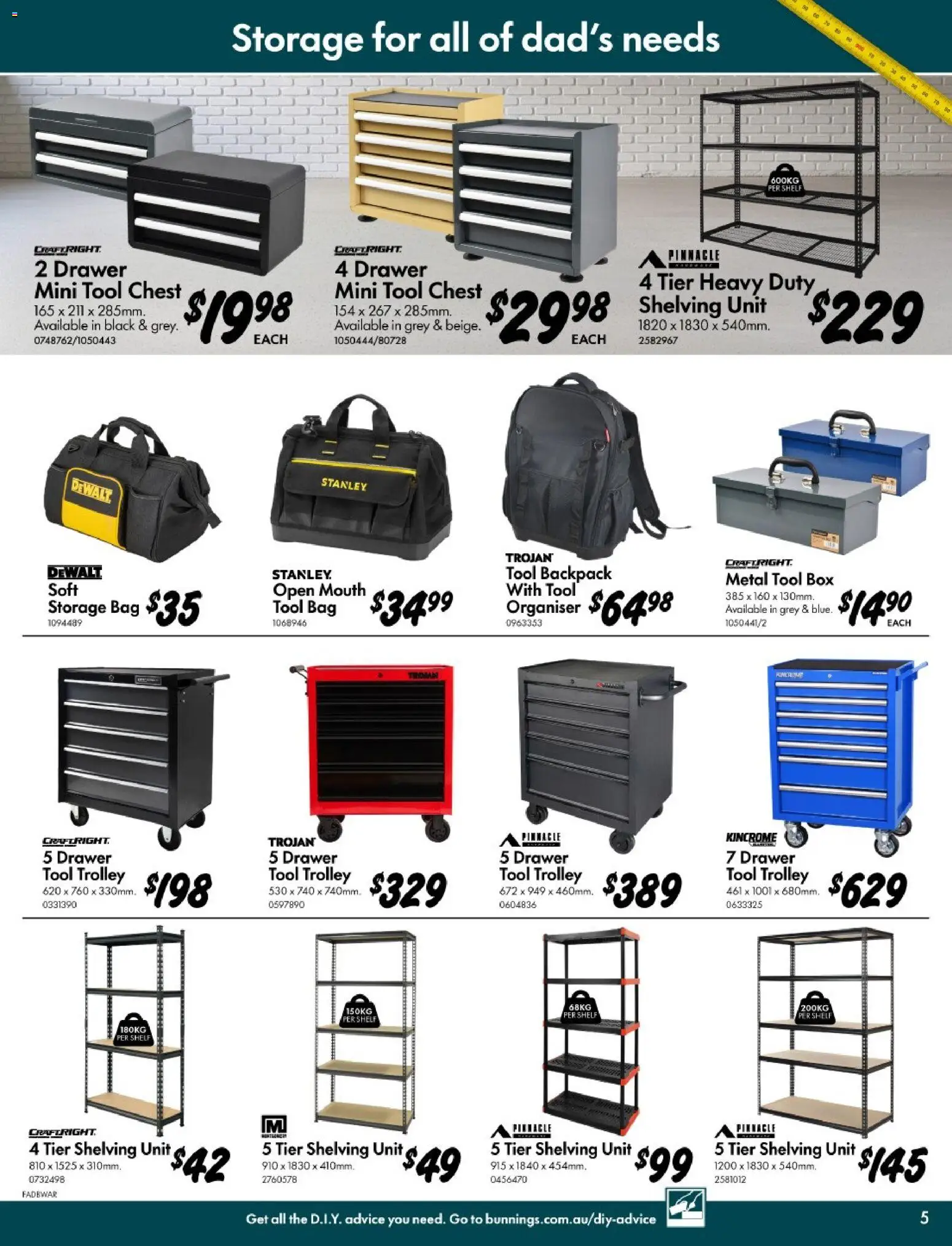 Bunnings Warehouse catalogue - valid from 12/08/2026 | Page: 5 | Products: Shelf, Box, Drawer, Bag