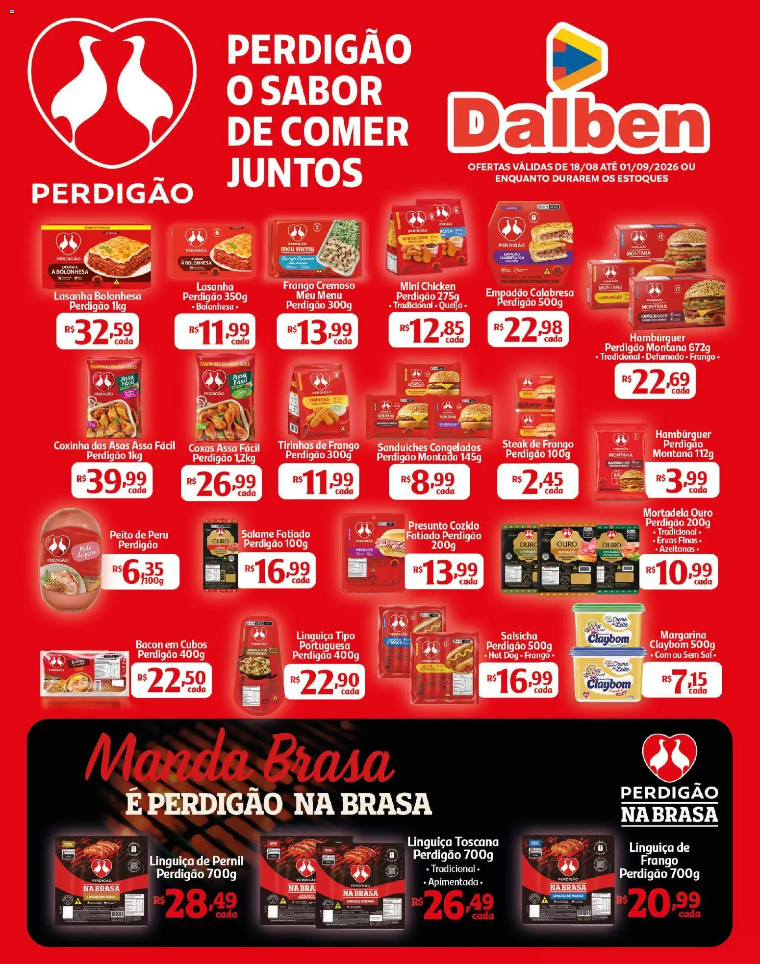 Supermercado Dalben Folheto - válido de 18/08/2026 | Página: 1 | Produtos: Steak, Presunto, Mortadela, Creme