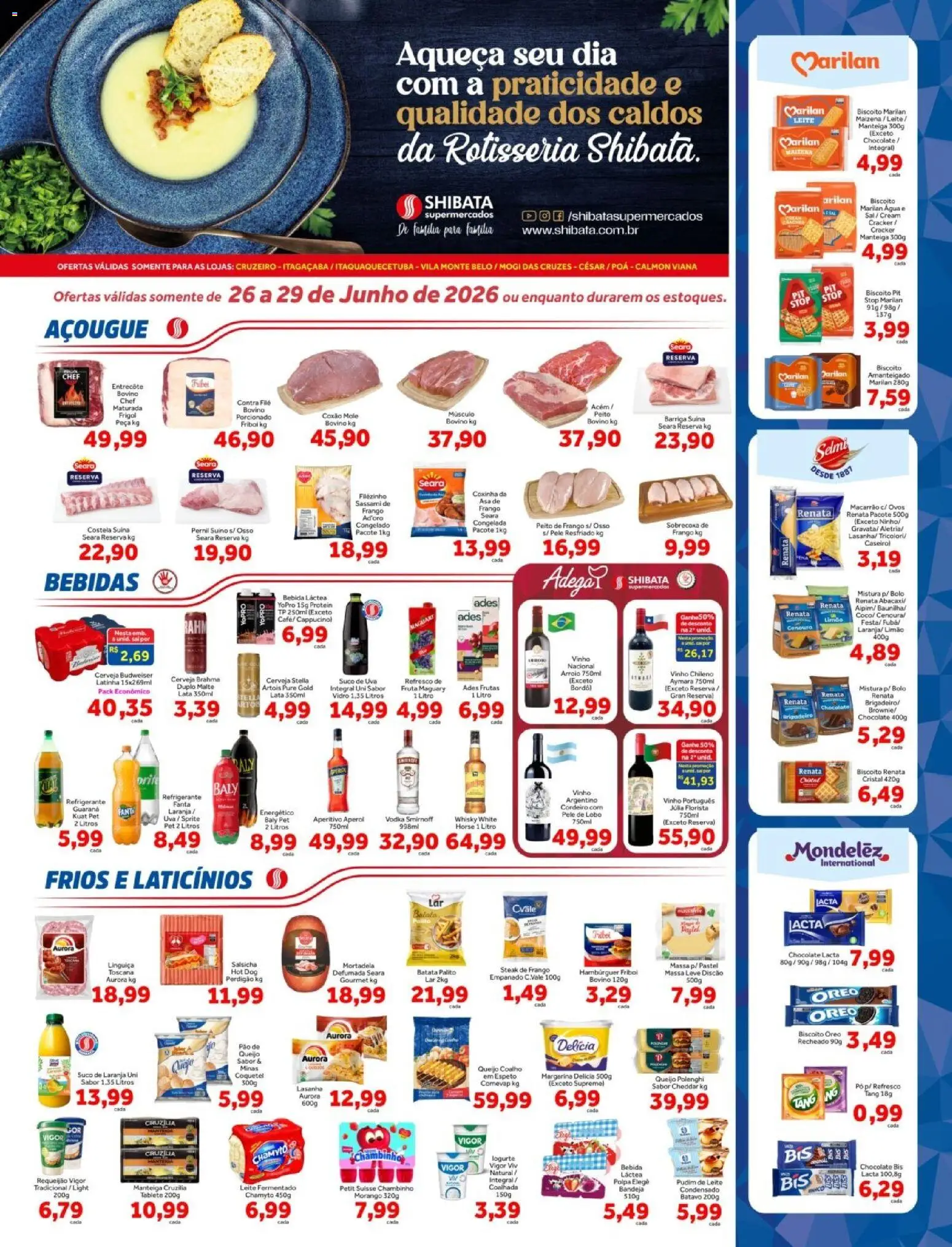 Shibata Folheto - válido de 26/06/2026 | Página: 1 | Produtos: Pernil, Manteiga, Pão, Requeijão