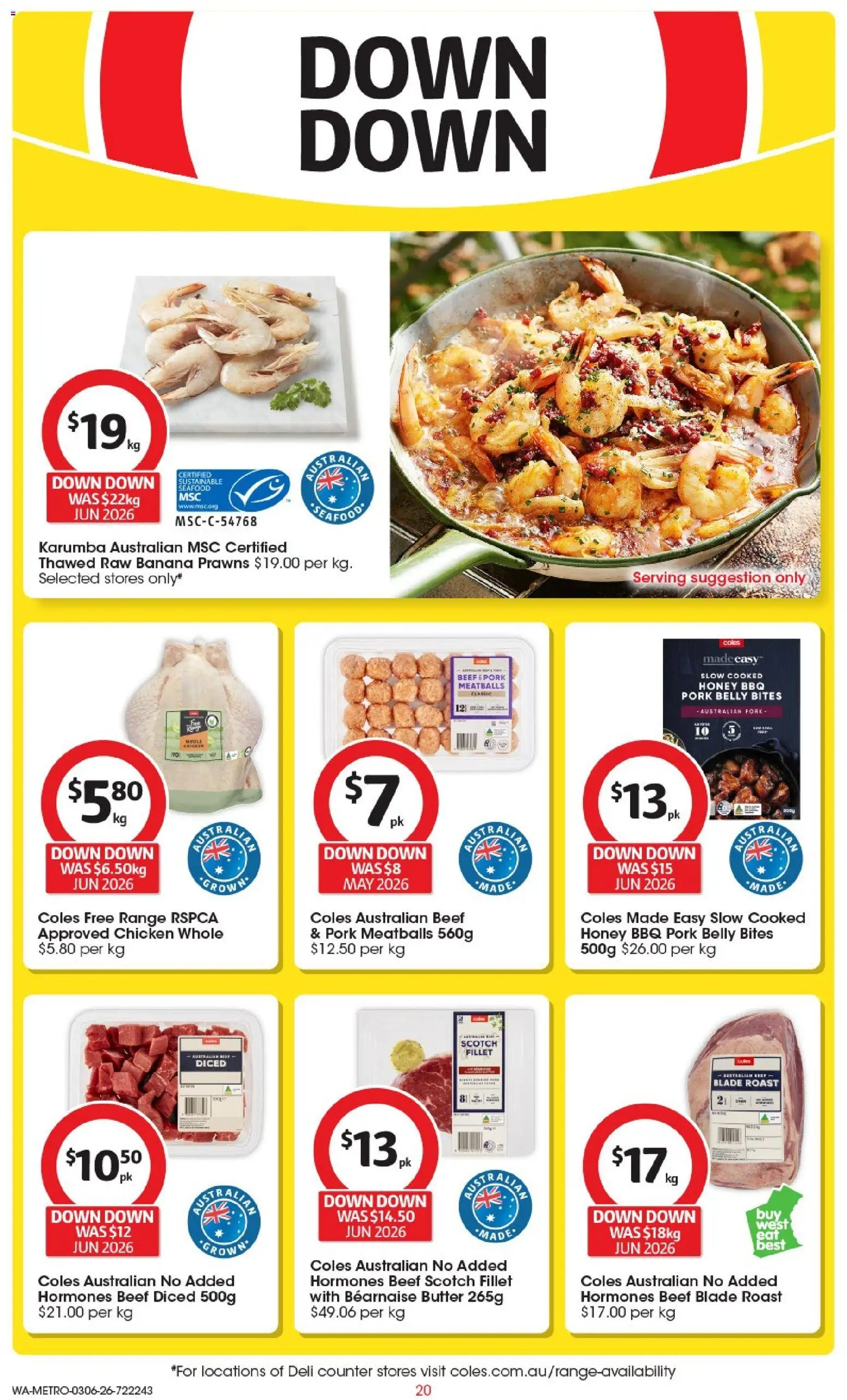 Coles catalogue - valid from 03.06.2026 | Page: 20 | Products: Honey, Beef, Prawns, Sustainable