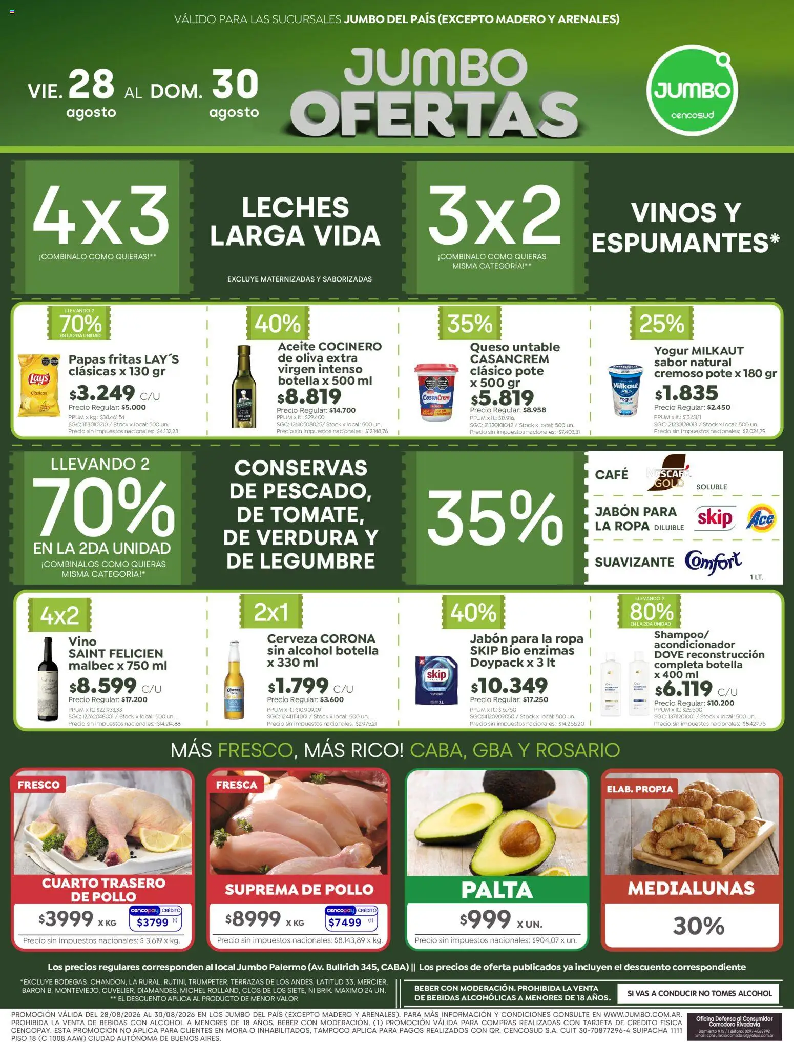 Jumbo ofertas │ válido desde el 27/08/2026 | Página: 1 | Productos: Queso, Yogur, Café, Alcohol