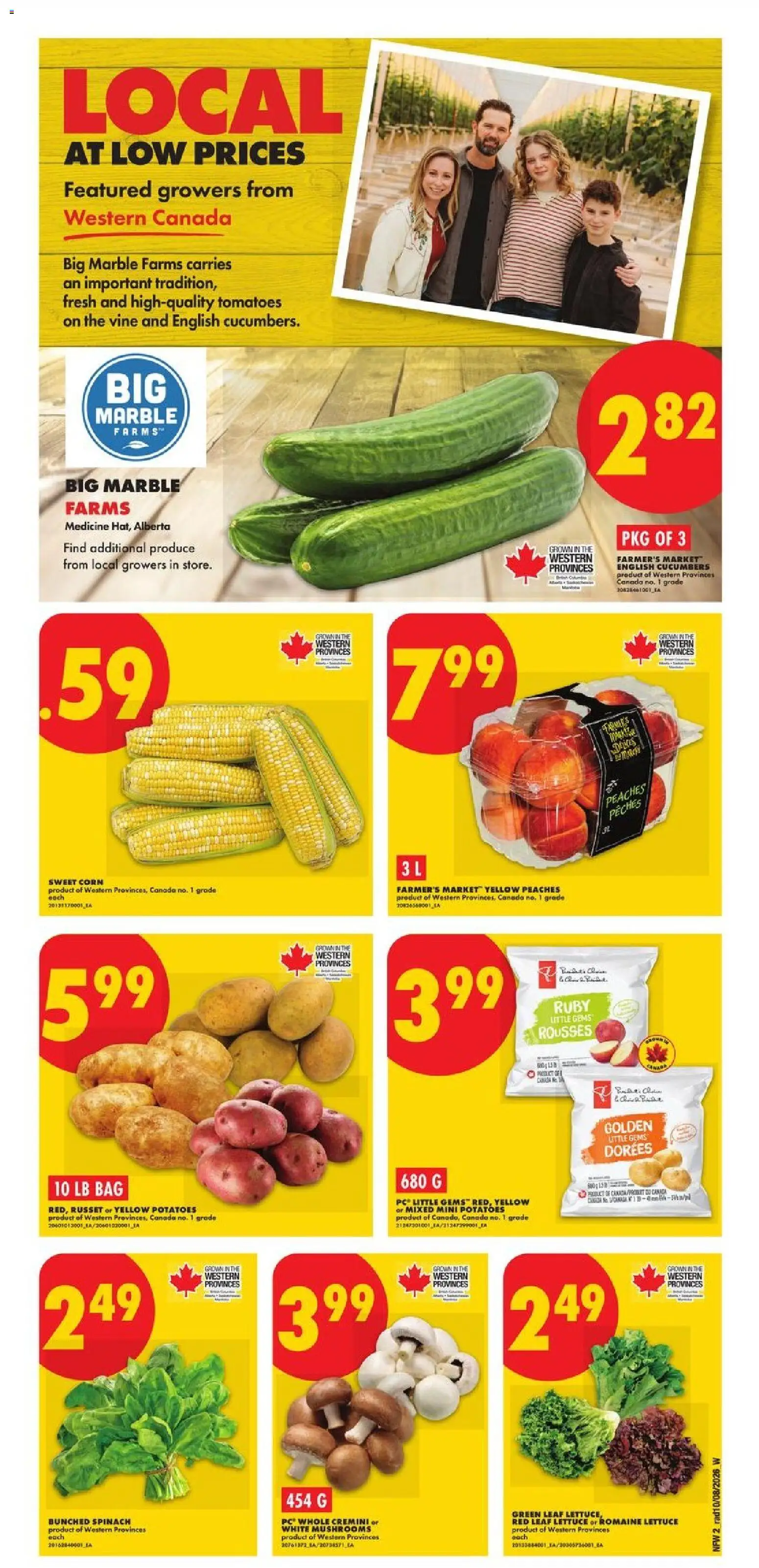 No Frills flyer valid from Aug 13, 2026 | Page: 2 | Products: Cucumbers, Potatoes, Bag, Mushrooms