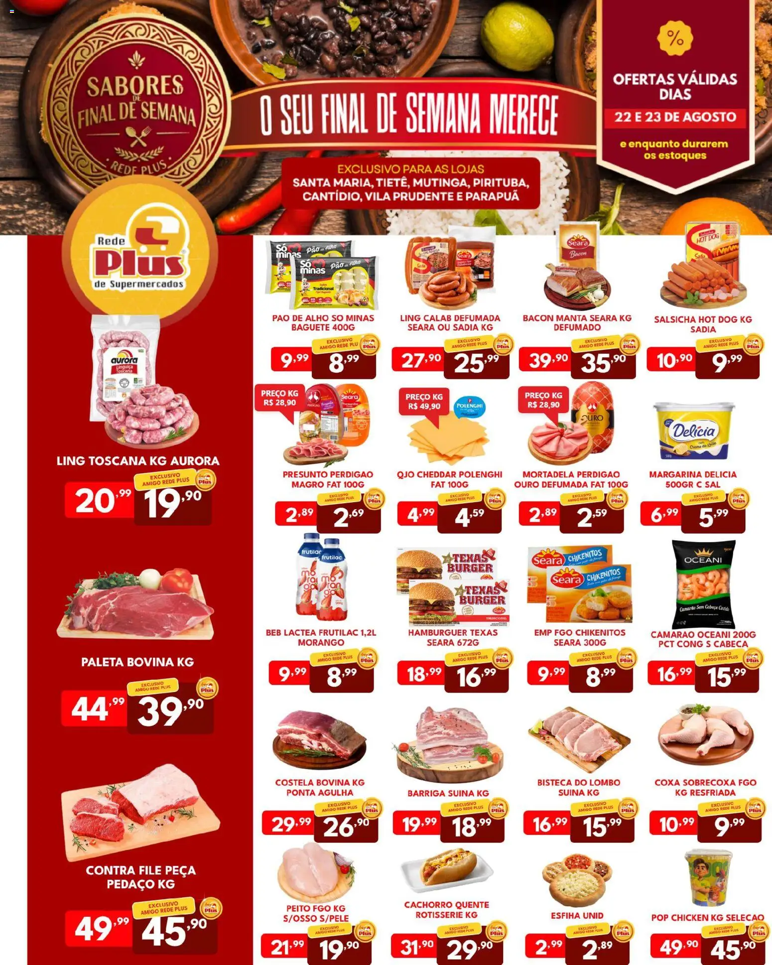 Rede Plus Supermercados Folheto - válido de 21/08/2026 | Página: 2 | Produtos: Camarão, Presunto, Mortadela, Bacon