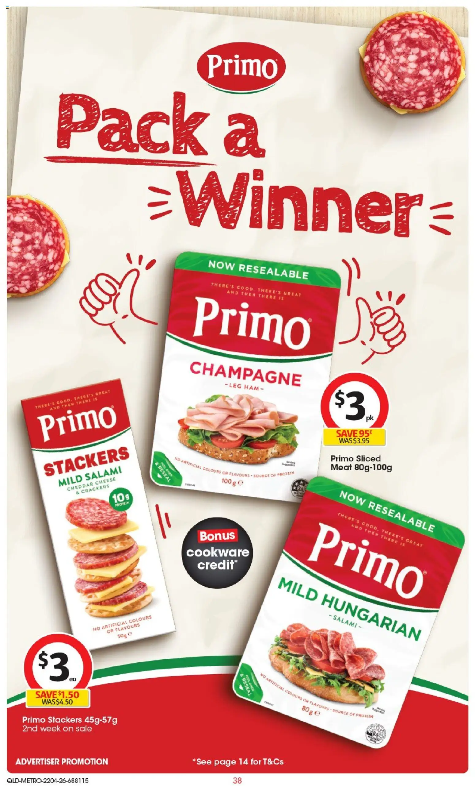 Coles catalogue - valid from 22.04.2026 | Page: 38 | Products: Cheese, Salami, Ham, Meat