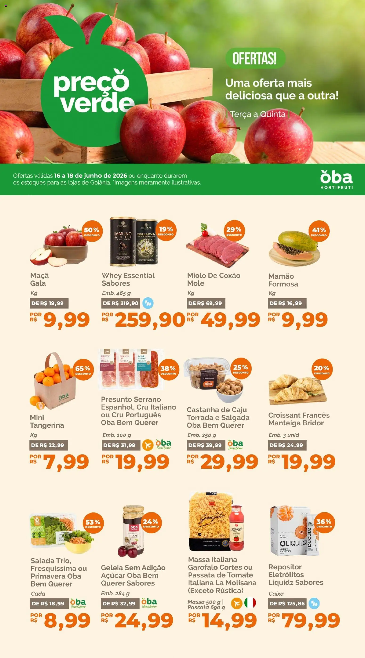 Oba Hortifruti Folheto - válido de 16.06.2026 | Página: 1 | Produtos: Cereja, Salame, Presunto, Massa