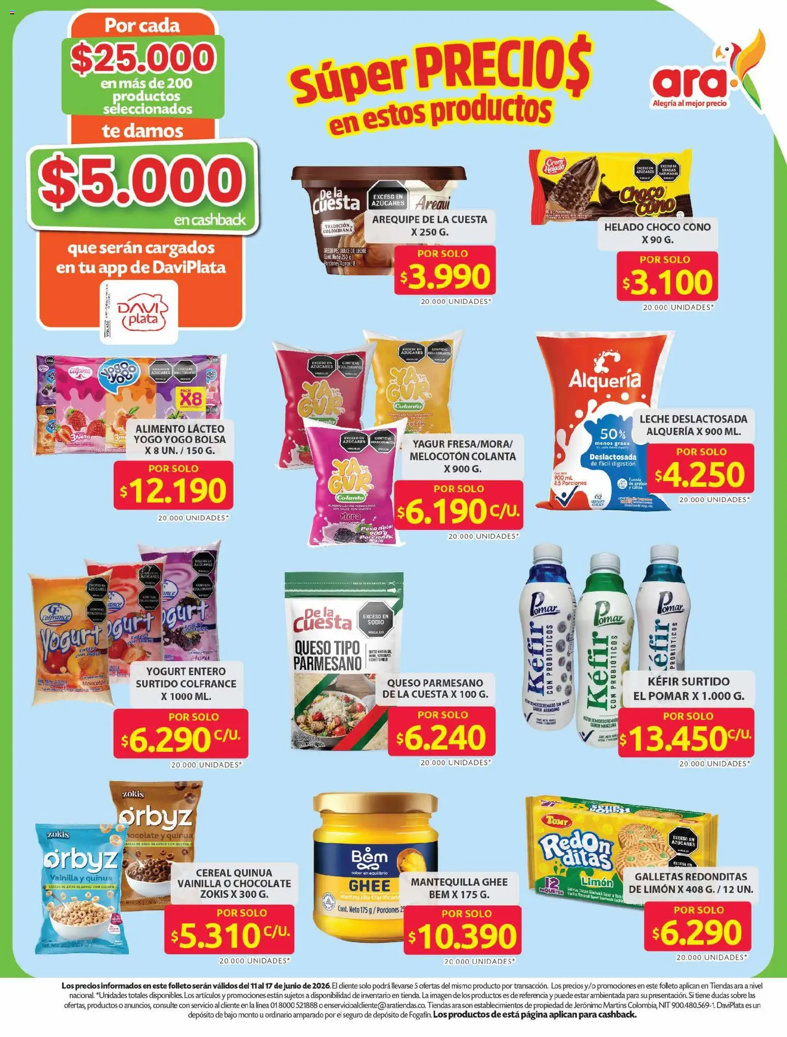Ara revista - valida desde el 11.06.2026 | Página: 7 | Productos: Mantequilla, Manzana, Pepino, Leche