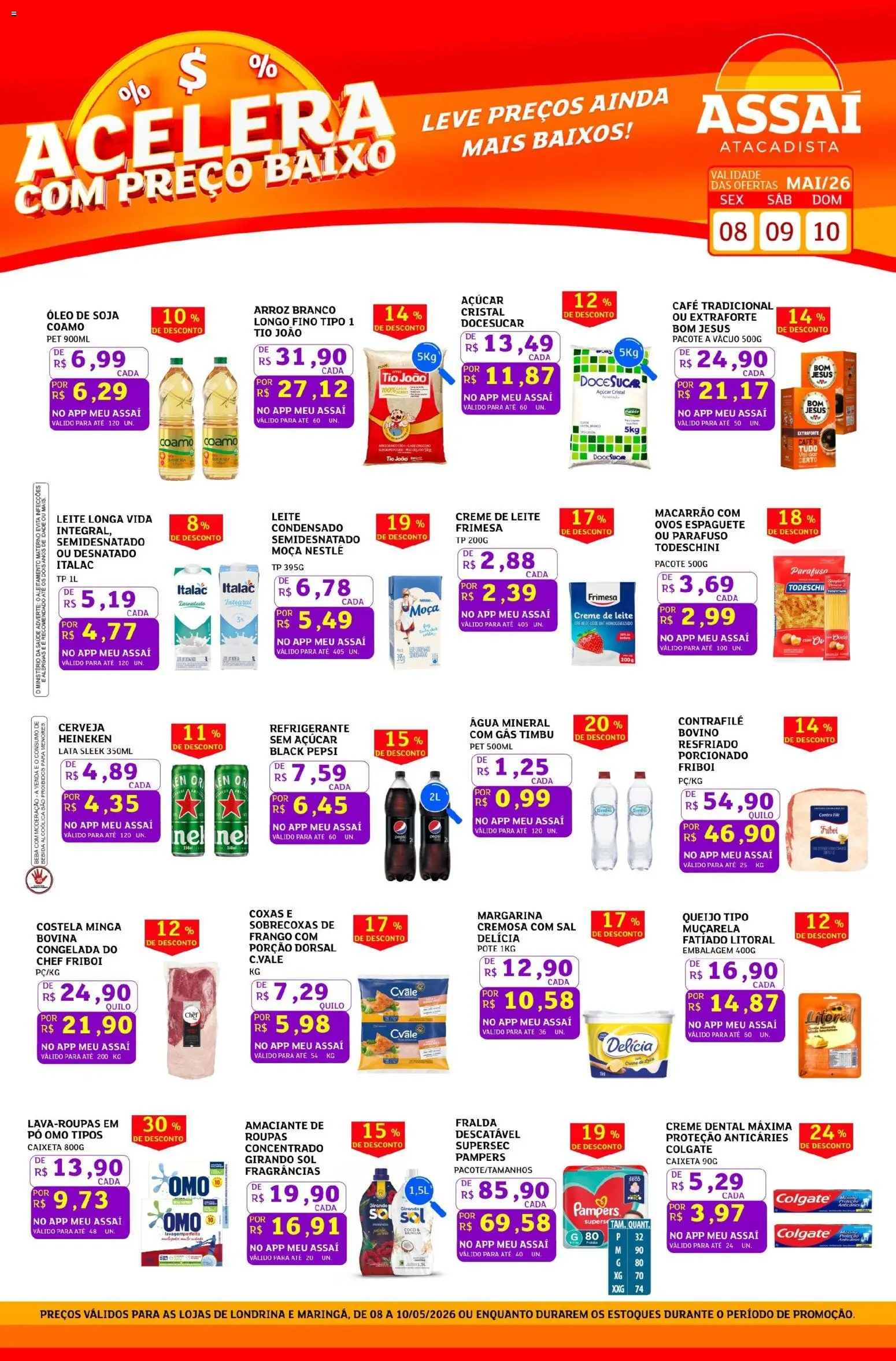 Assaí Atacadista Folheto - válido de 08.05.2026 | Página: 1 | Produtos: Pó, Queijo, Óleo, Muçarela