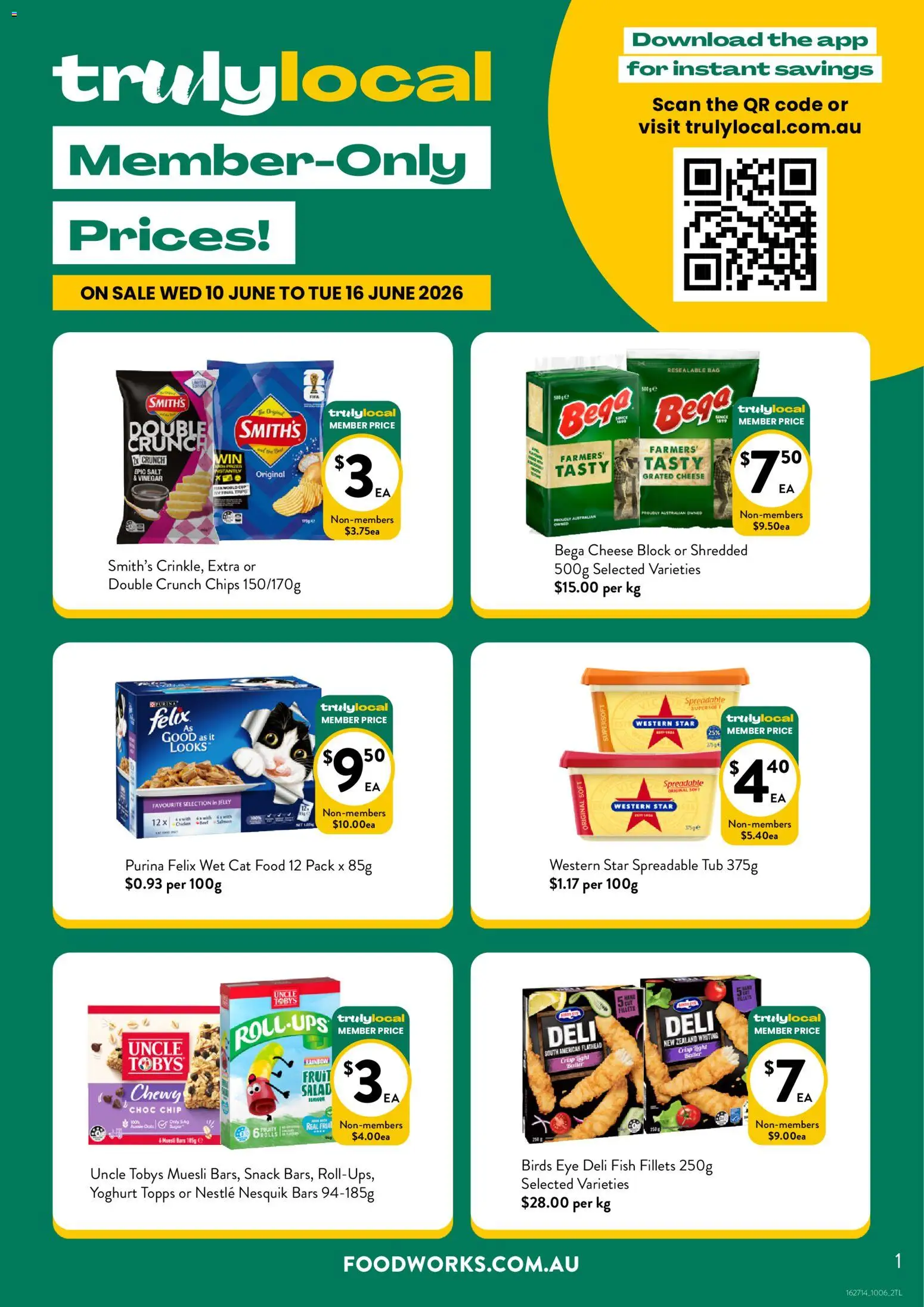 Foodworks catalogue - valid from 10.06.2026 | Page: 1 | Products: Yoghurt, Chicken, Chips, Bag