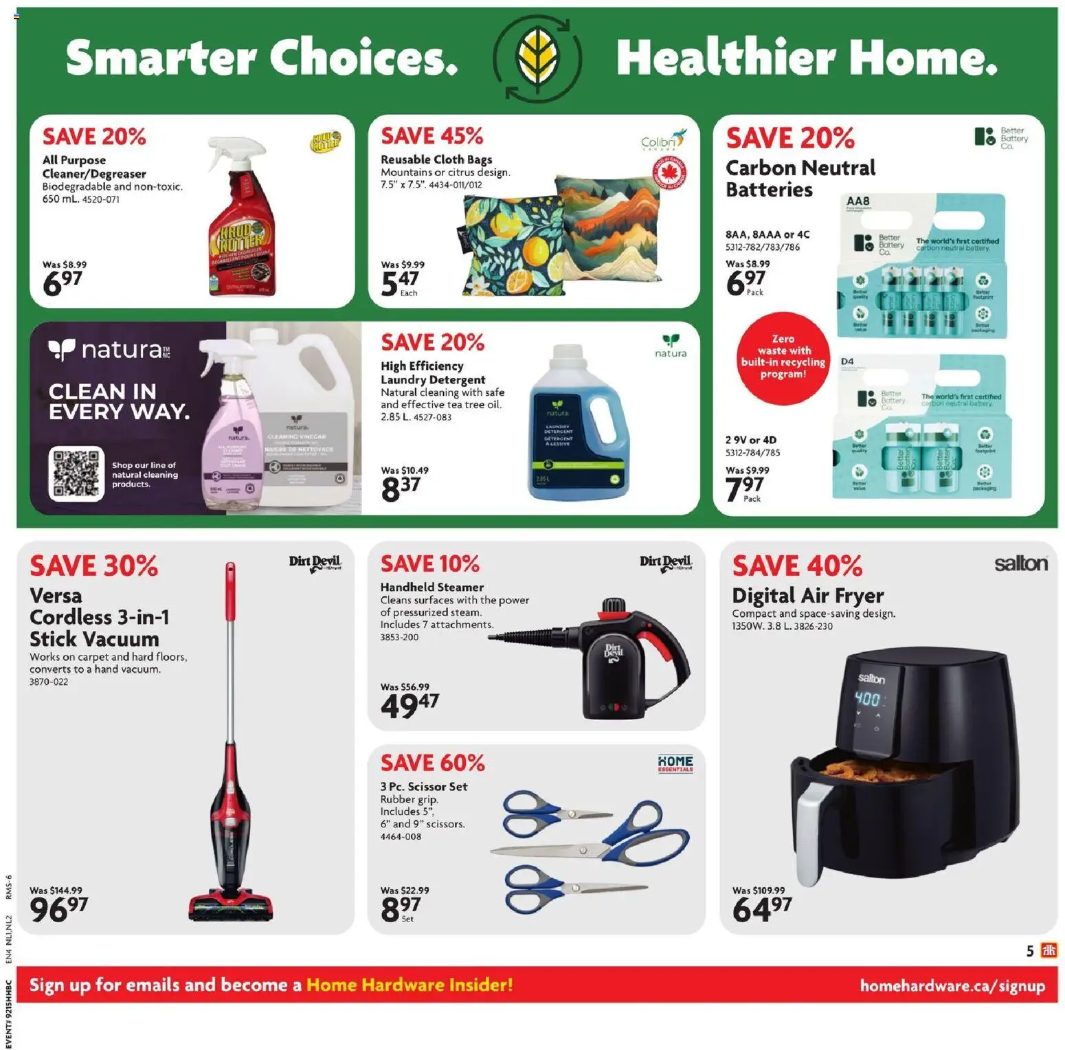 Home Hardware flyer valid from 09.04.2026 | Page: 6 | Products: Tea, Detergent, Battery, Carpet