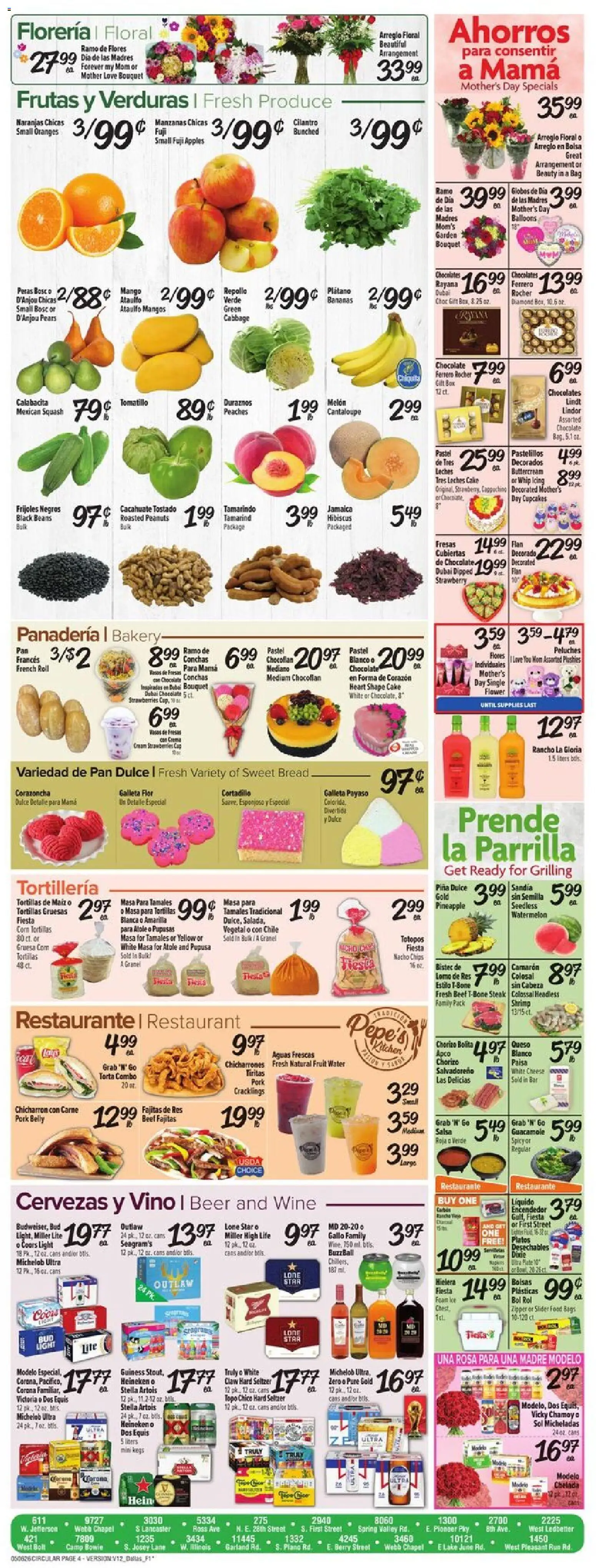 Fiesta Mart Weekly Ad - valid from 06.05.2026 | Page: 4 | Products: Bread, Chocolate, Oranges, Chips
