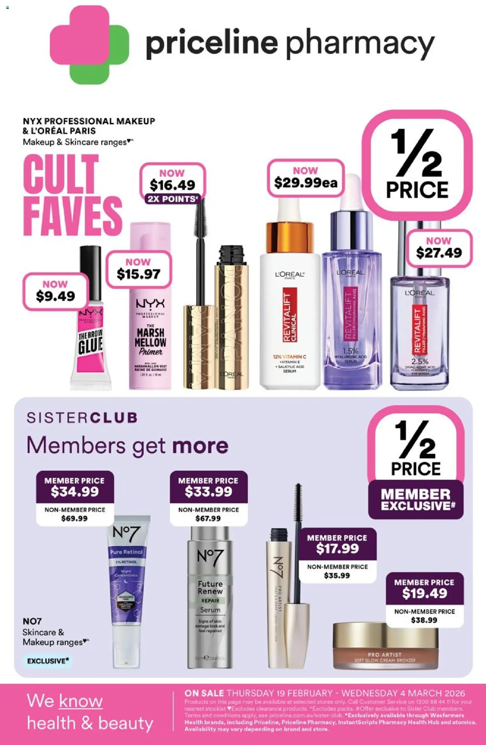 Priceline Pharmacy catalogue - valid from 19.02.2026 | Page: 1 | Products: Bronzer, Makeup, Cream, Glue