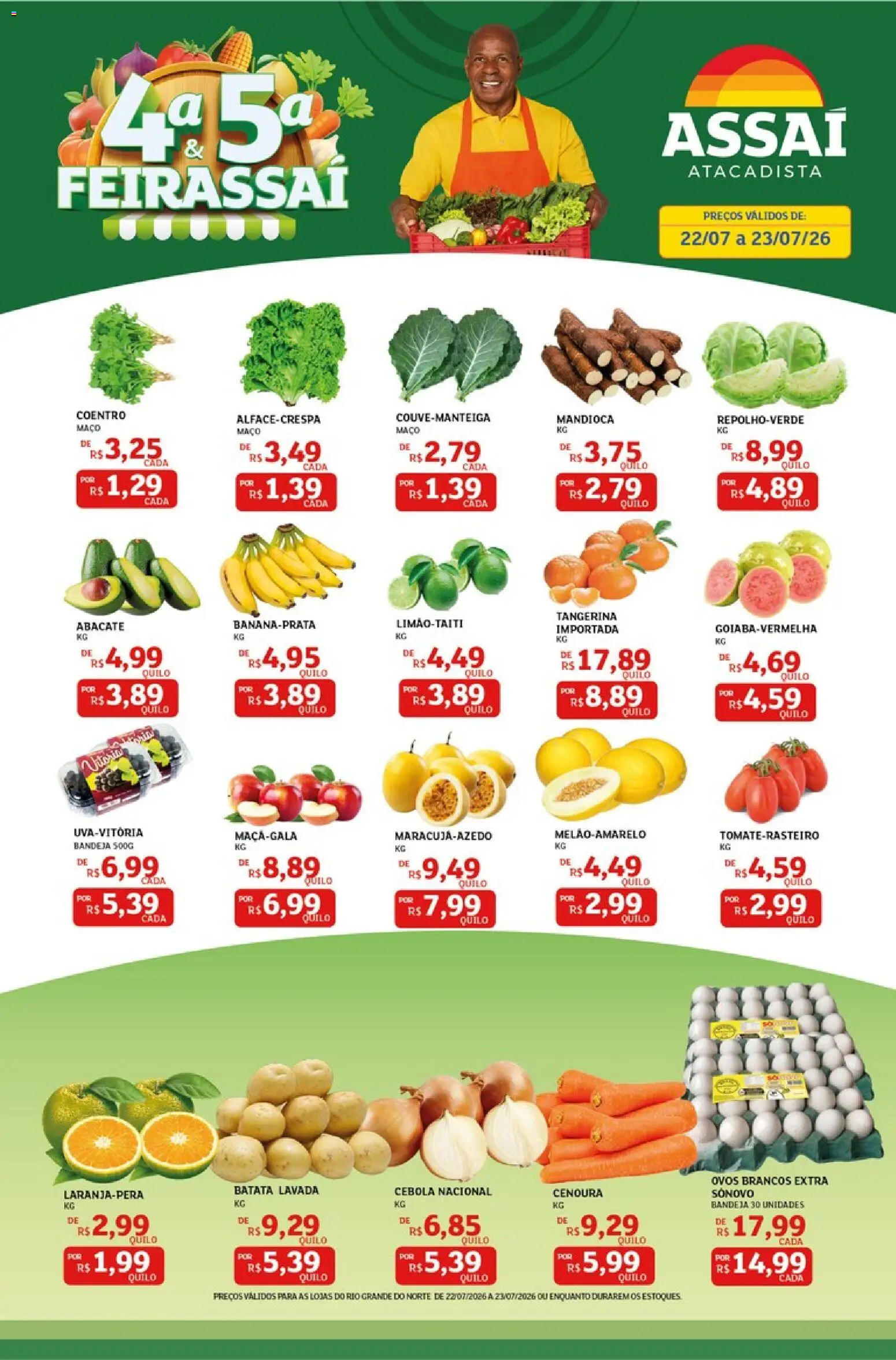 Assaí Atacadista Folheto - válido de 22/07/2026 | Página: 1 | Produtos: Cebola, Mandioca, Bandeja, Batata