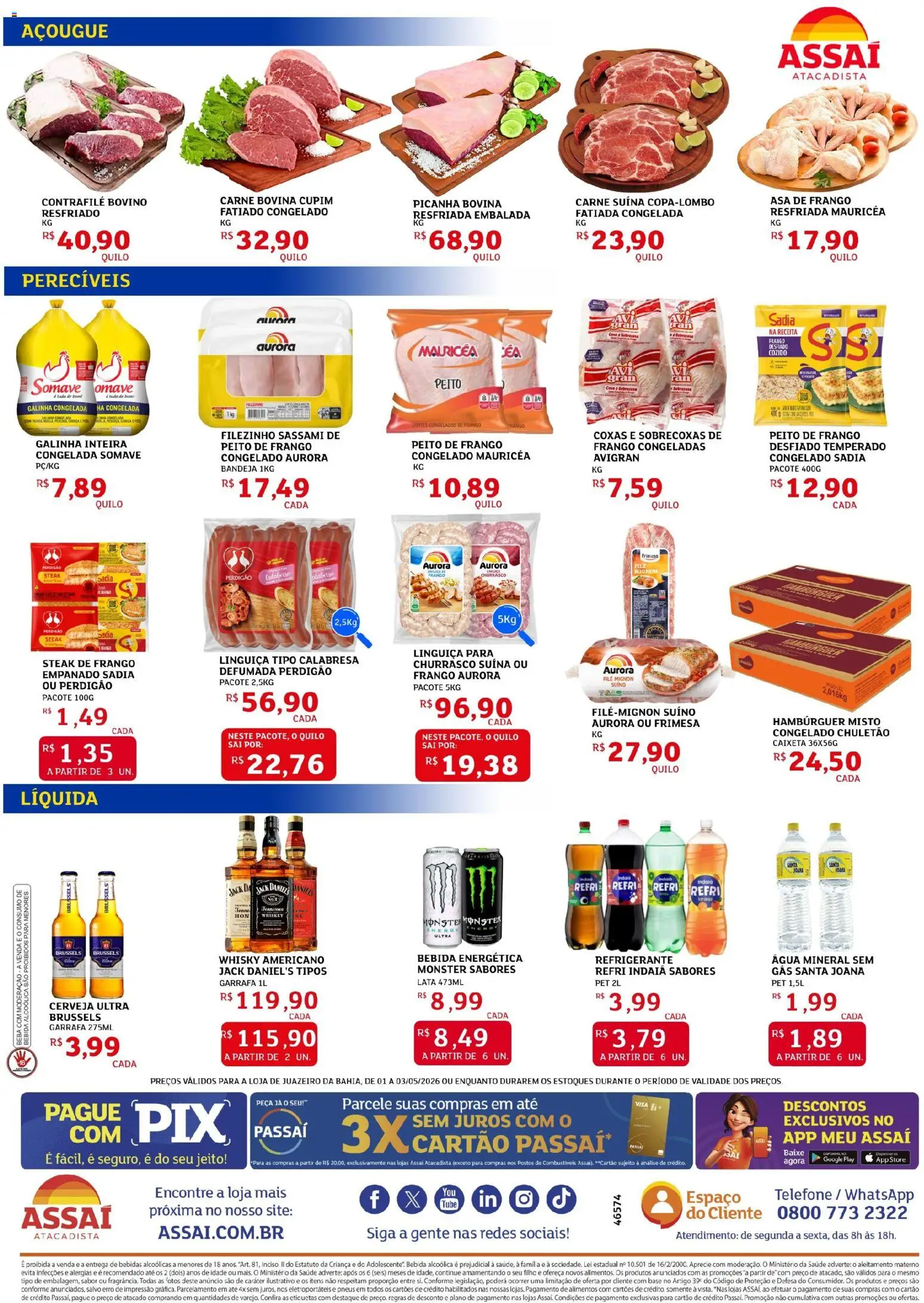Assaí Atacadista Folheto - válido de 01.05.2026 | Página: 2 | Produtos: Caneta, Asa de frango, Cerveja, Bebida