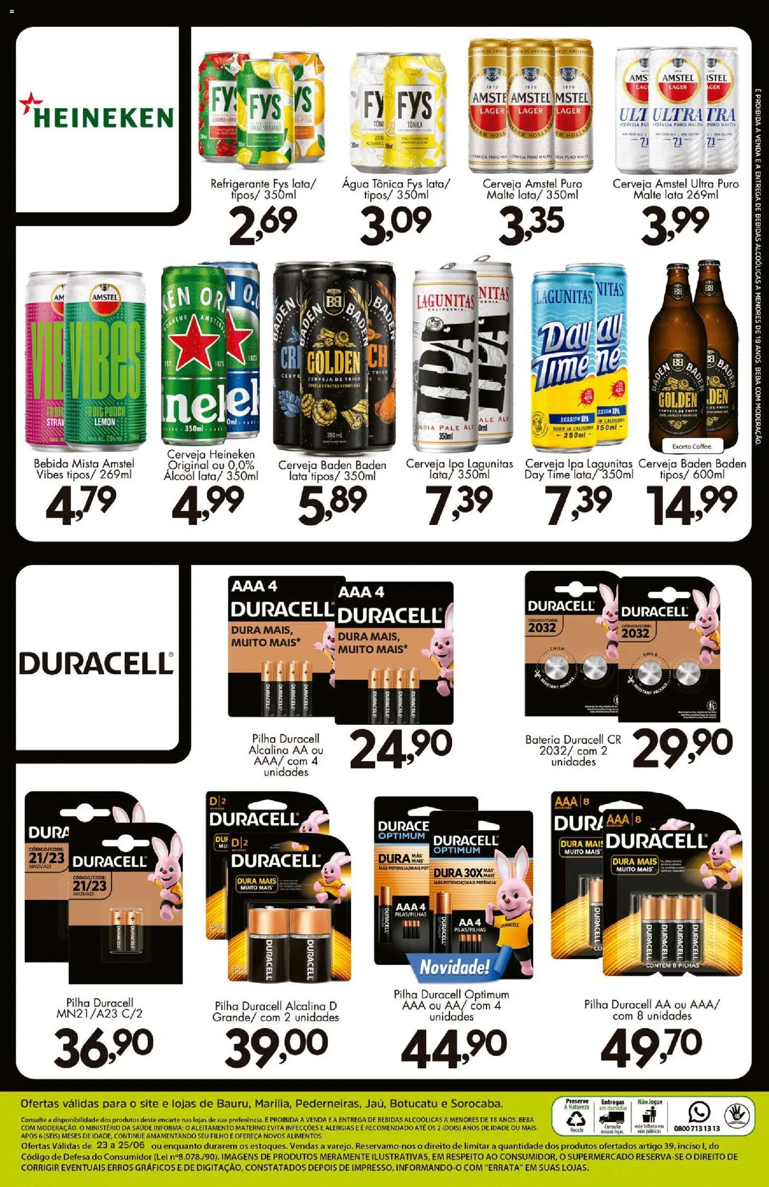 Confiança Folheto - válido de 23/06/2026 | Página: 9 | Produtos: Água tônica, Bateria, Cerveja, Cerveja Heineken