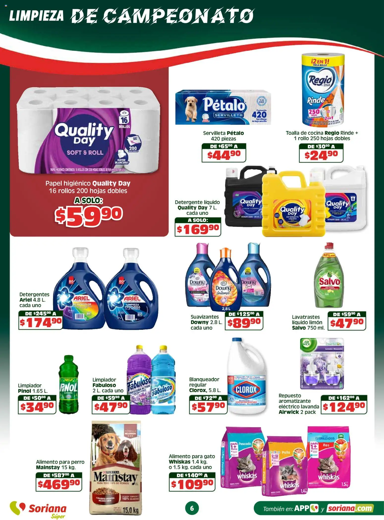 Nuevas ofertas de Soriana válidas en toda la República Mexicana desde el 07.05.2026. ¡Encuentra las mejores ofertas en Soriana Apoyamos con todo Súper Nacional! | Página: 6 | Productos: Detergente, Limón, Limpiador, Cocina