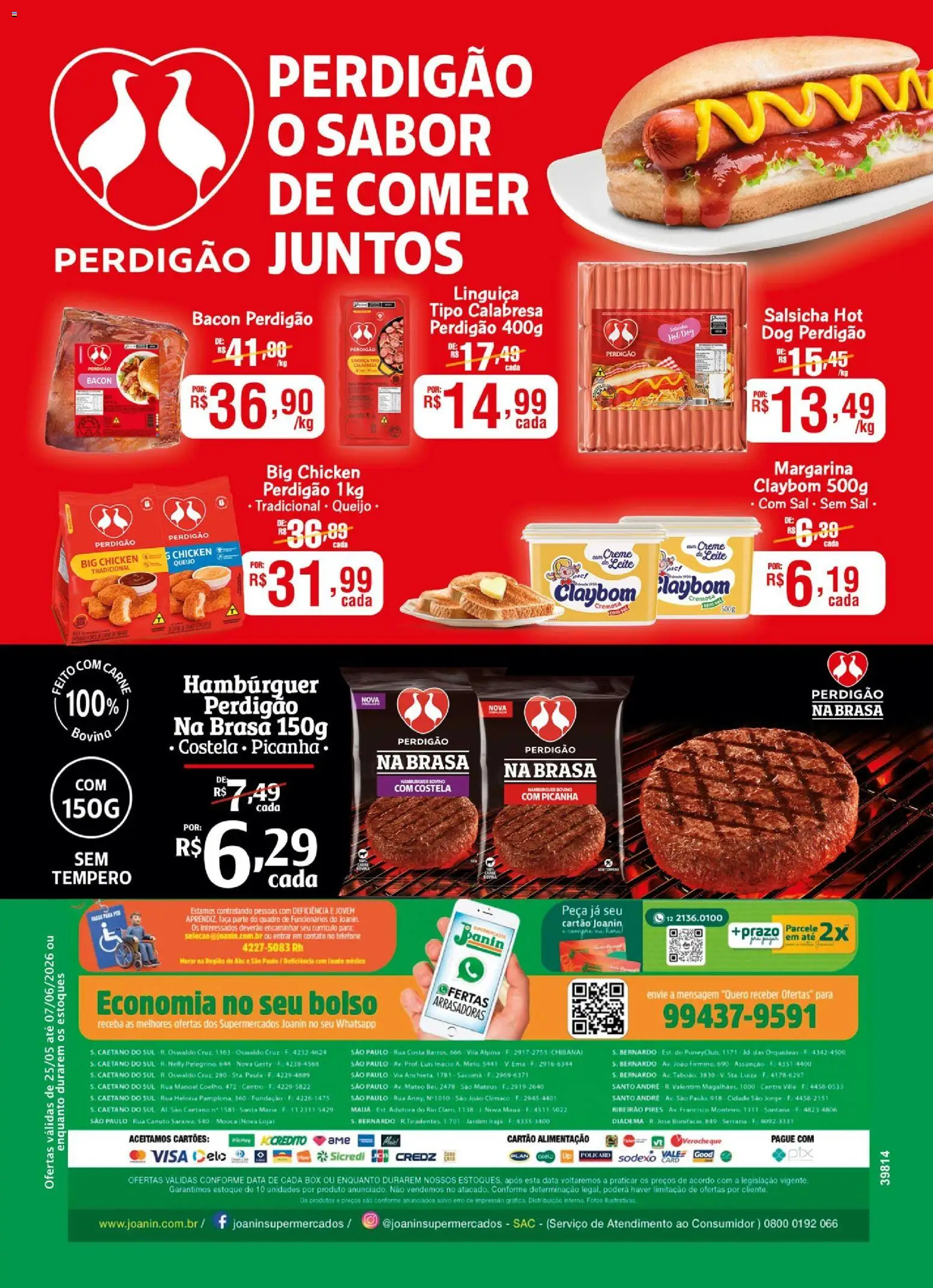 Supermercados Joanin Folheto - válido de 25.05.2026 | Página: 2 | Produtos: Quadro, Carne, Creme, Hambúrguer