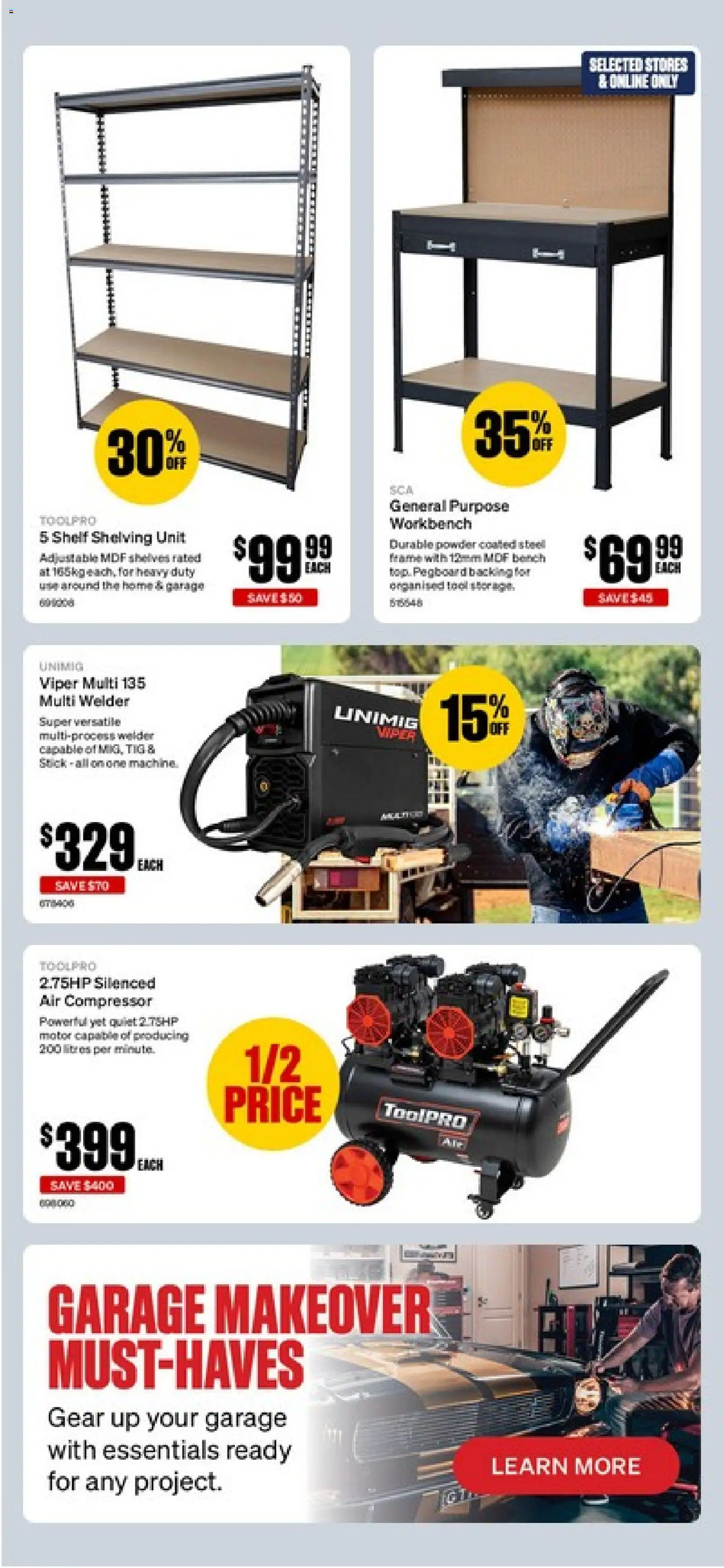 Supercheap Auto catalogue - valid from 22/07/2026 | Page: 28 | Products: Shelf, Powder, Air compressor, Bench