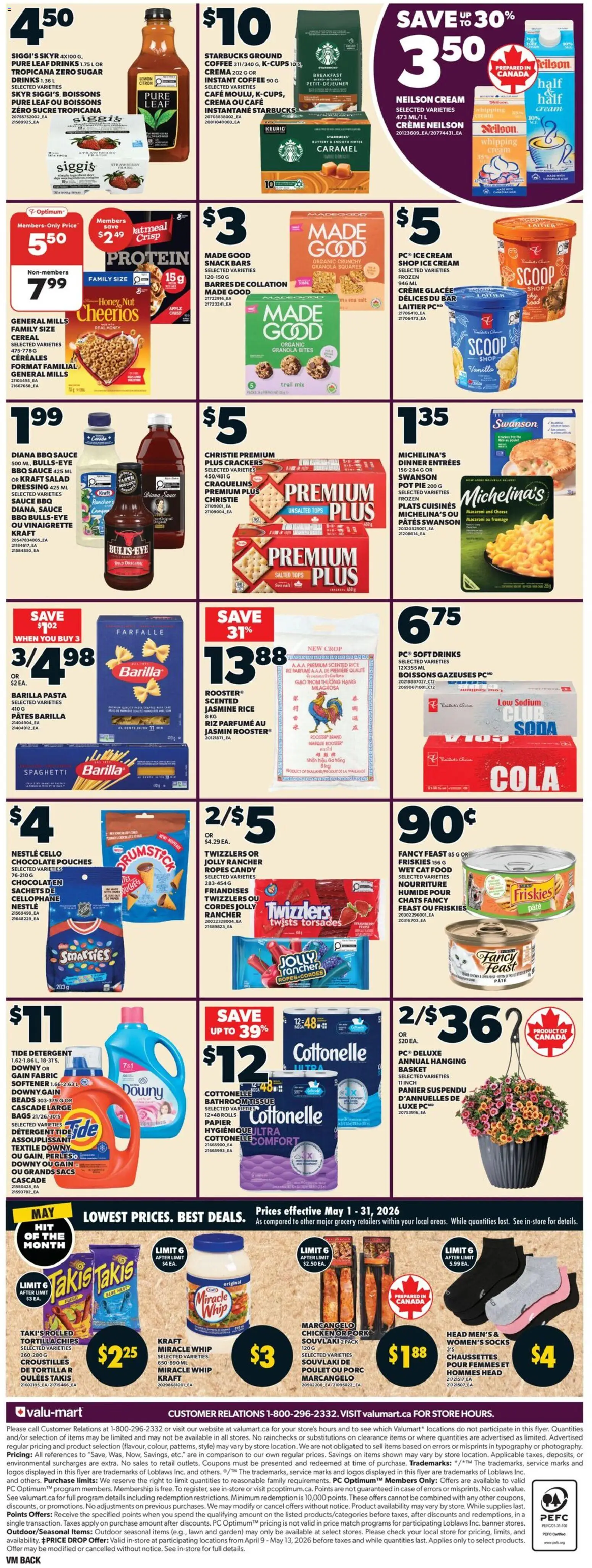 Valu Mart flyer valid from 07.05.2026 | Page: 2 | Products: Ice cream, Salad, Detergent, Socks