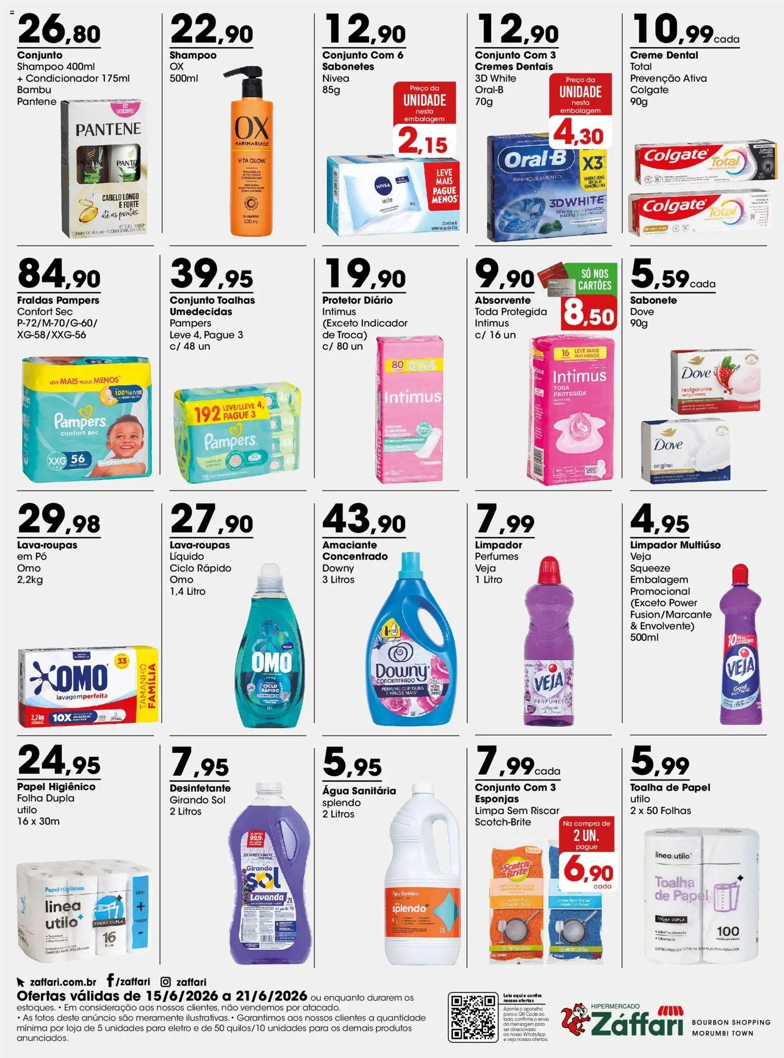 Zaffari Folheto - válido de 15.06.2026 | Página: 4 | Produtos: Pampers, Perfume, Sabonete, Amaciante