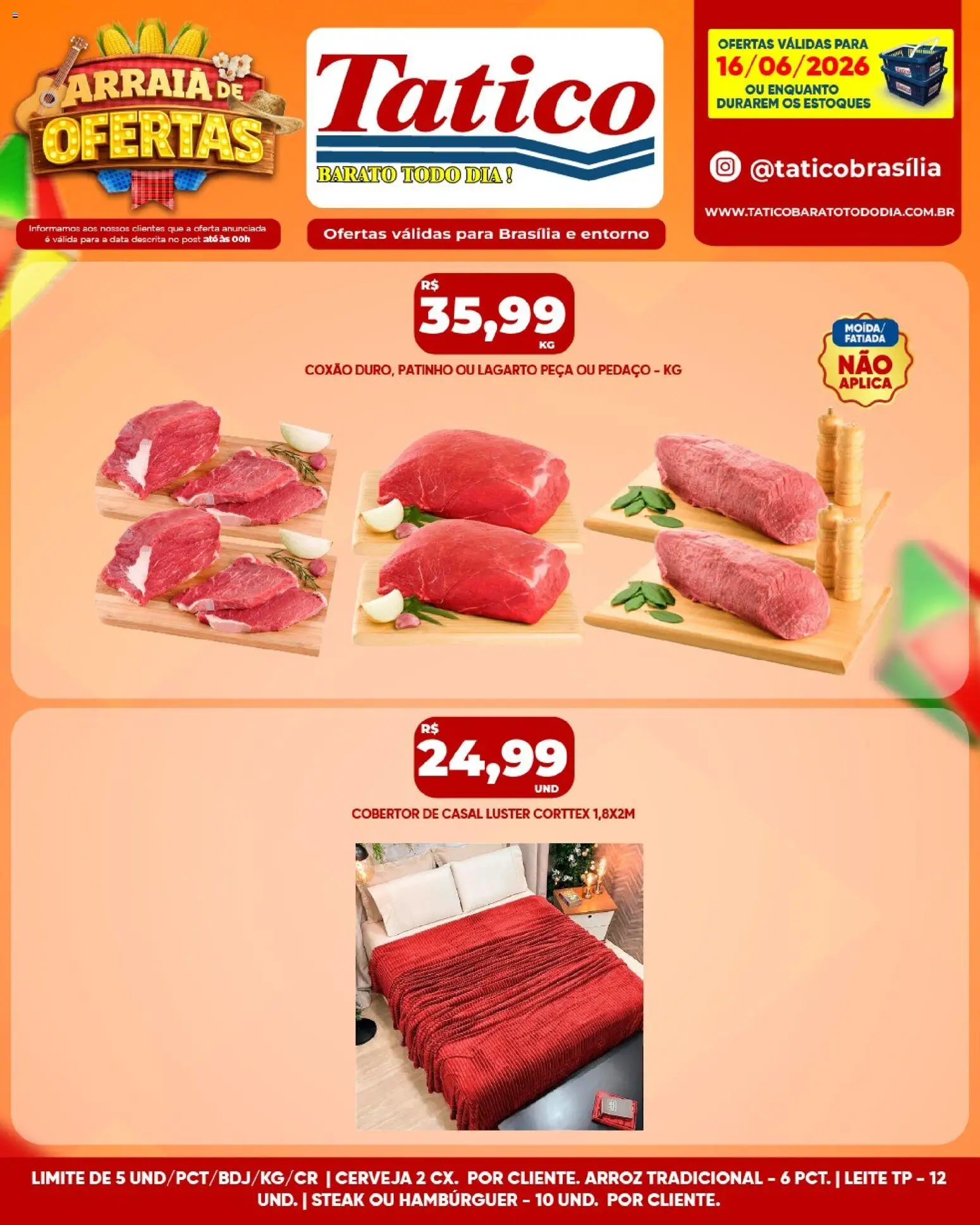 Tatico Folheto - válido de 16.06.2026 | Página: 15 | Produtos: Cobertor, Leite, Cerveja, Arroz