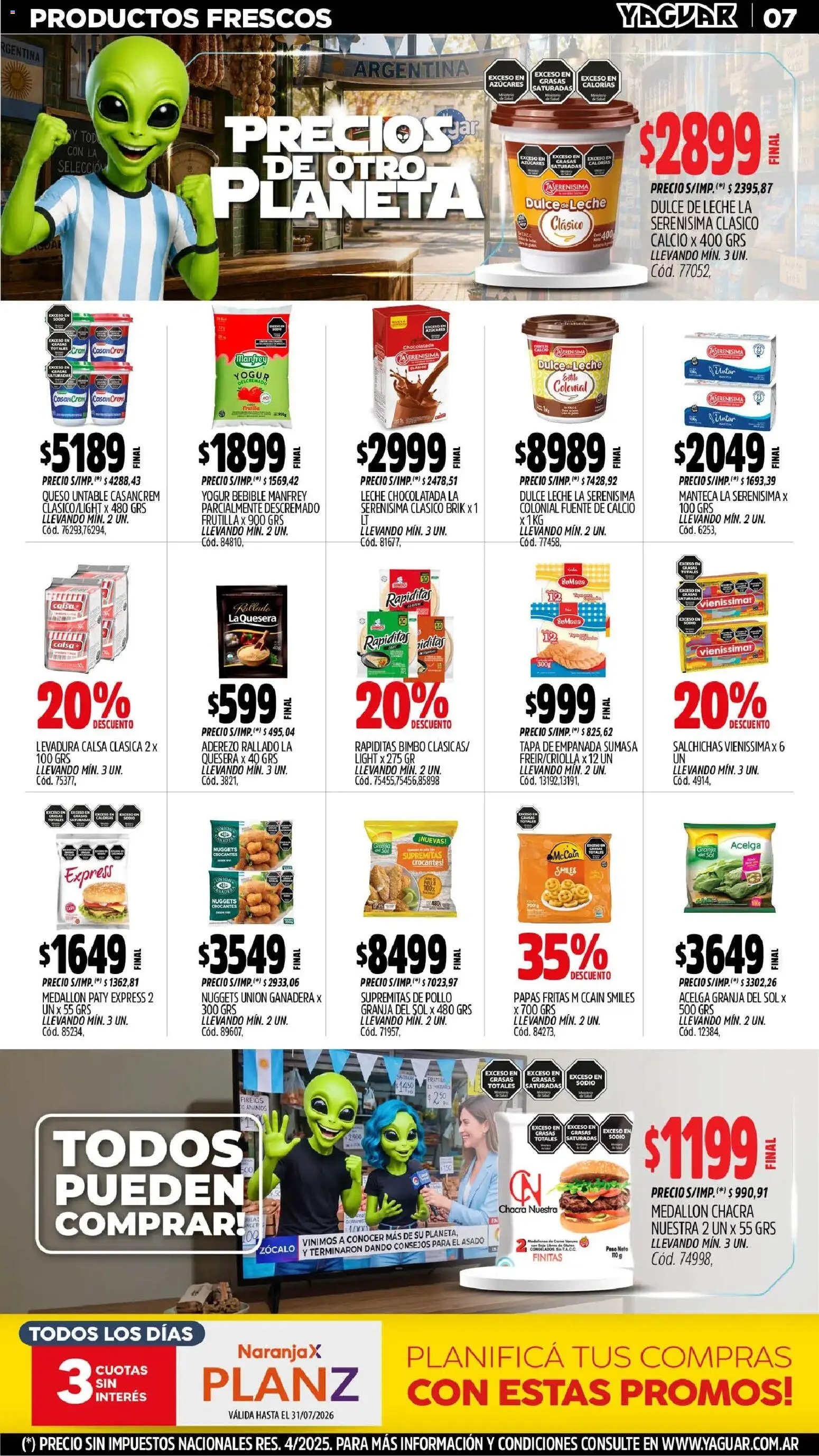 Yaguar - Oferta Semanal Chaco │ válido desde el 29/06/2026 | Página: 7 | Productos: Frutilla, Acelga, Chocolatada, Papas fritas