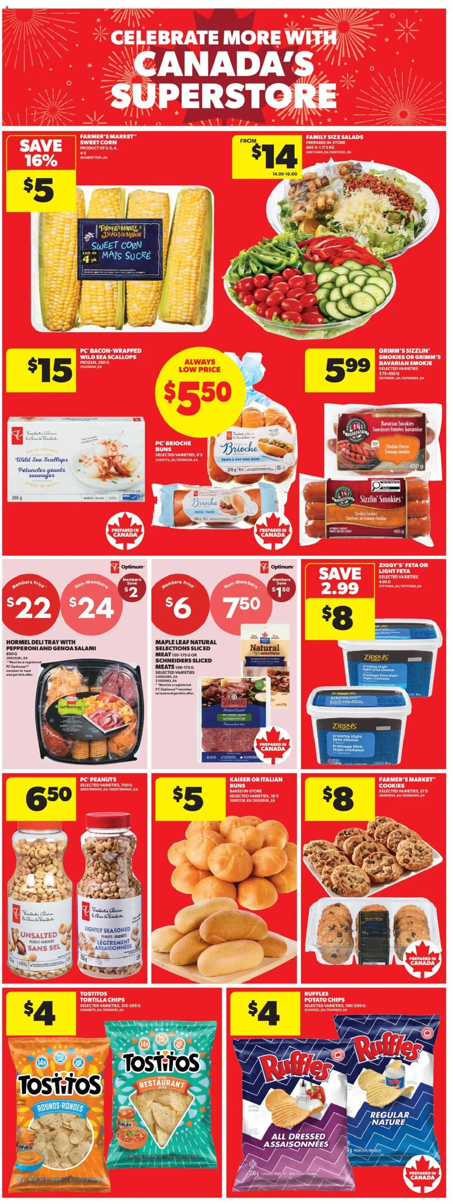 Real Canadian Superstore flyer valid from 18.06.2026 | Page: 10 | Products: Chips, PC, Cheese, Salami