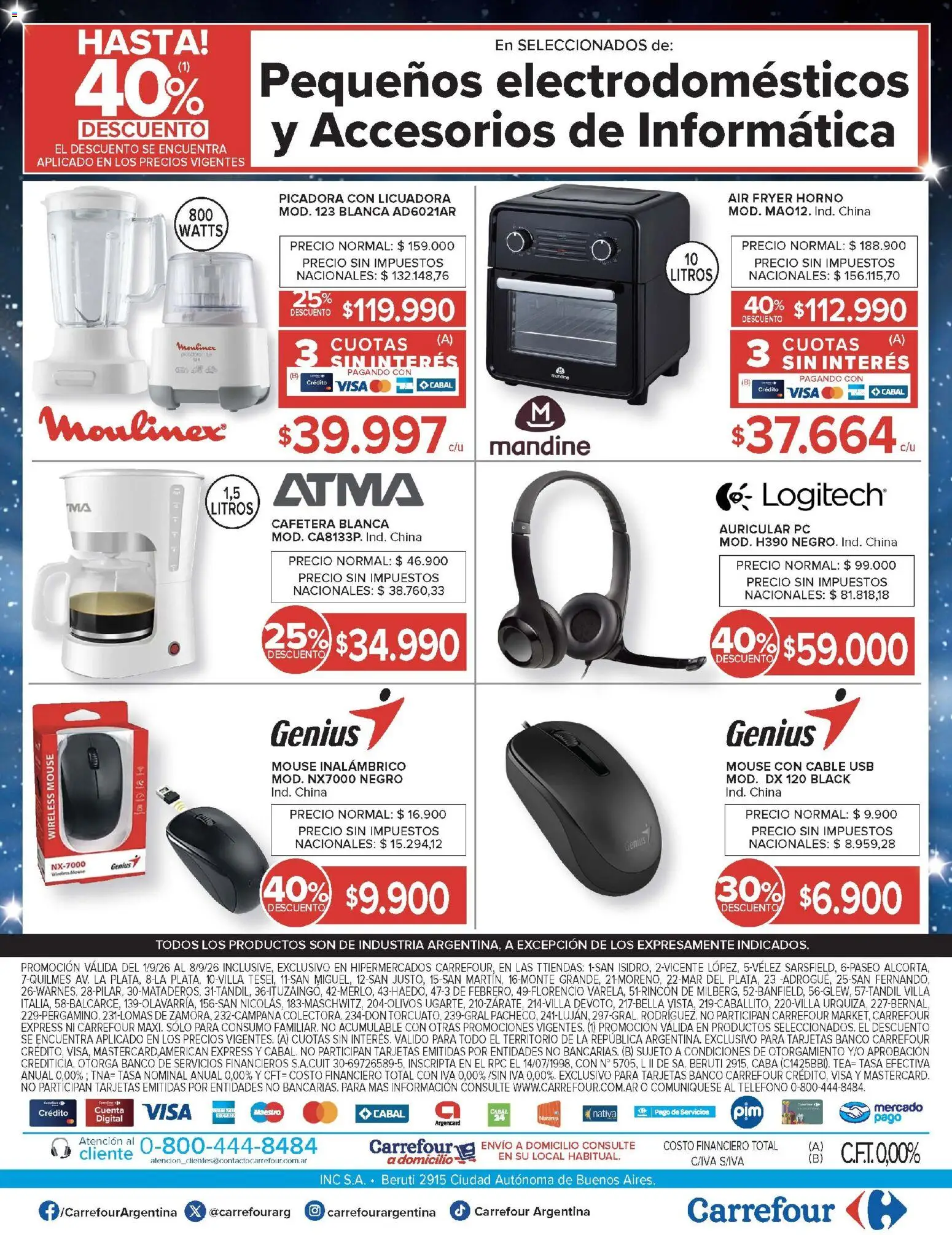 Carrefour - Ofertas │ válido desde el 01/09/2026 | Página: 33 | Productos: Cable, Horno, Cafetera, Licuadora