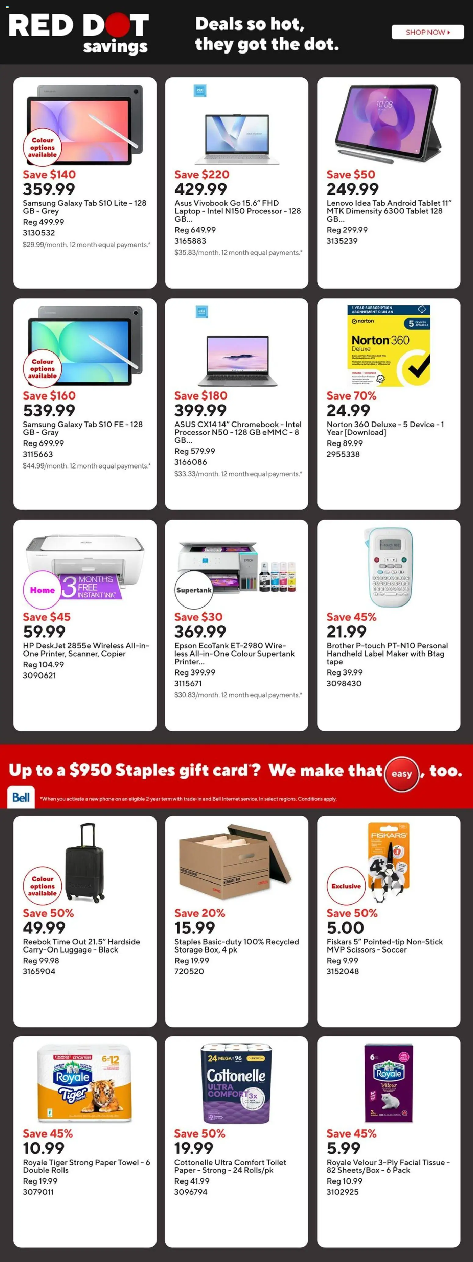 Staples flyer valid from 05.06.2026 | Page: 3 | Products: Phone, Tablet, Printer, Box