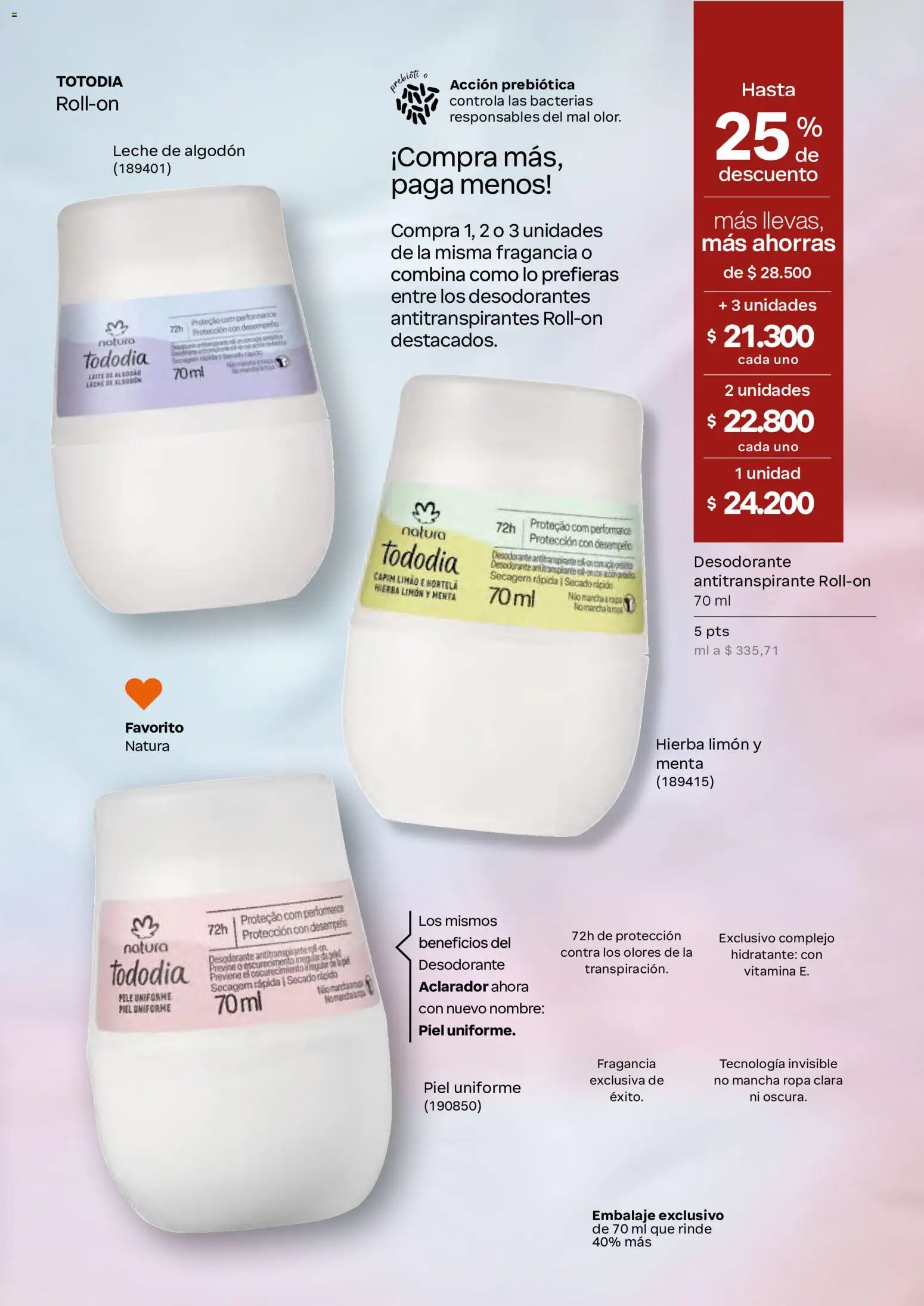 Natura revista - valida desde el 29.04.2026 | Página: 128 | Productos: Algodón, Desodorante, Ropa, Leche