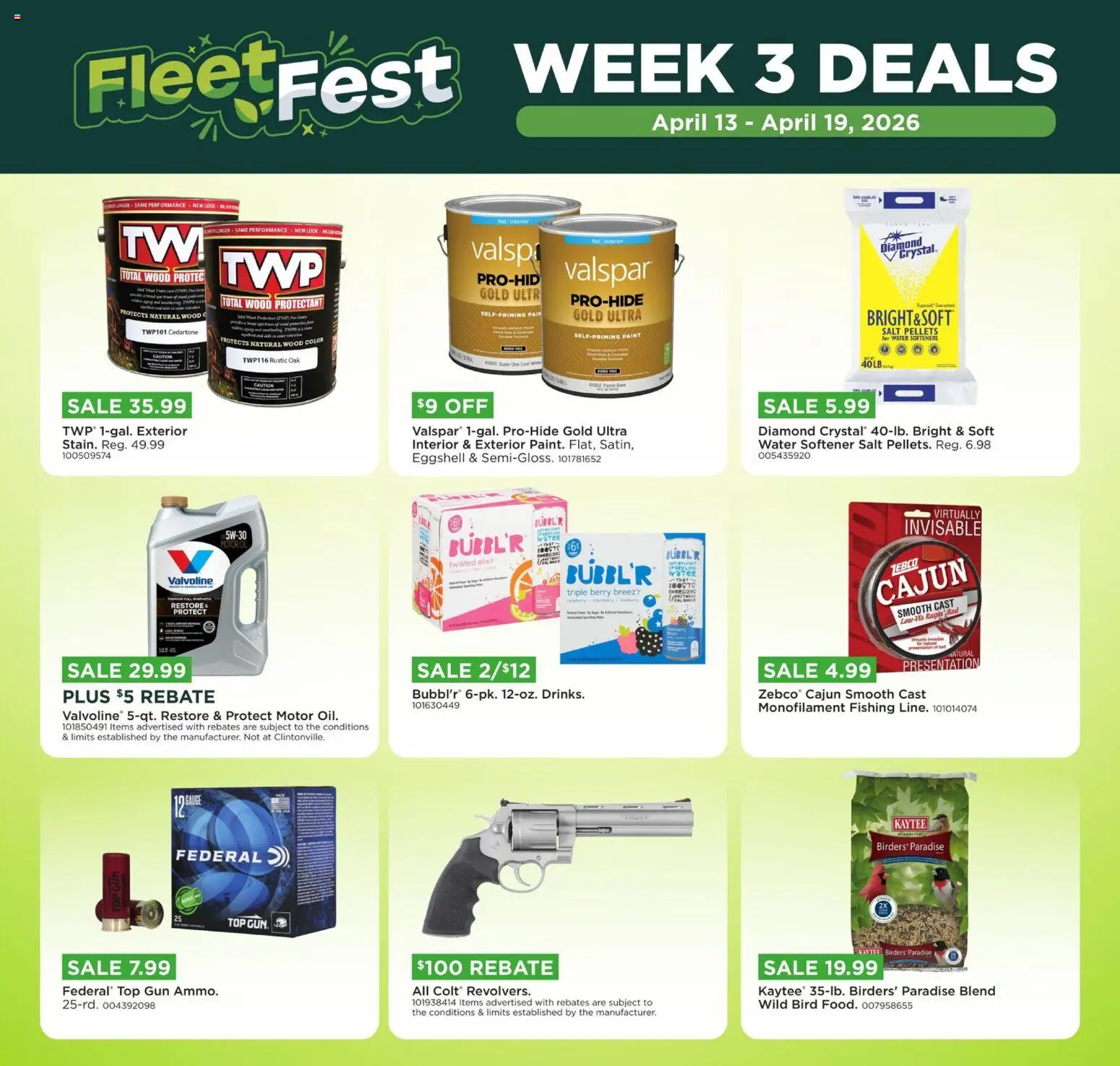 Mills Fleet Farm Weekly Ad - valid from 13.04.2026 | Page: 11 | Products: Water, Salt, Hat, Gun