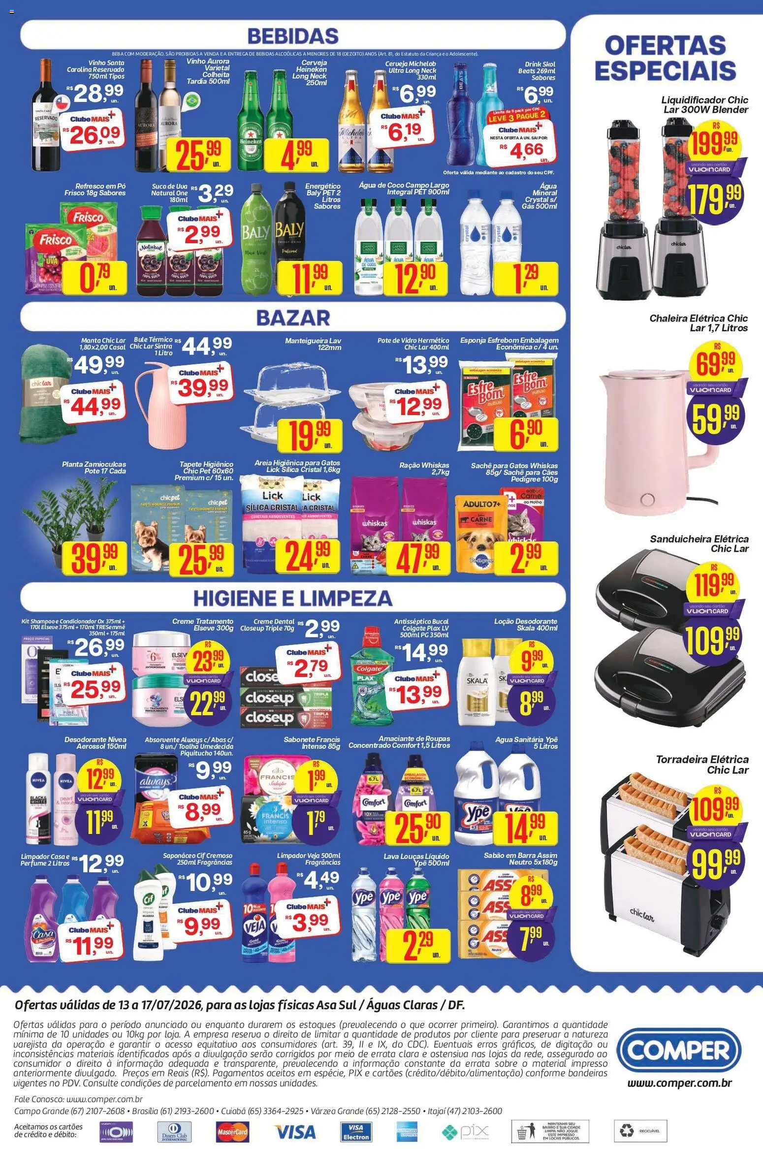 Comper Folheto - válido de 13/07/2026 | Página: 4 | Produtos: Chaleira elétrica, Sanduicheira, Roupas, Creme