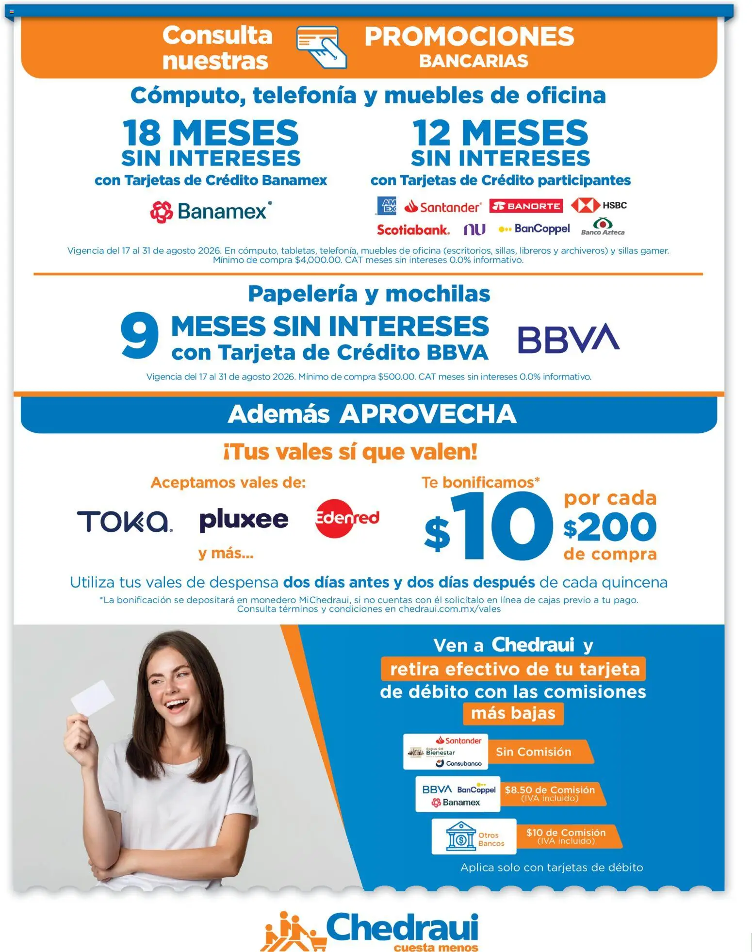 Nuevas ofertas de Chedraui válidas en toda la República Mexicana desde el 17/08/2026. ¡Encuentra las mejores ofertas en Chedraui folleto Estrena este regreso a clases! | Página: 11 | Productos: Monedero, Banco, Despensa, Té