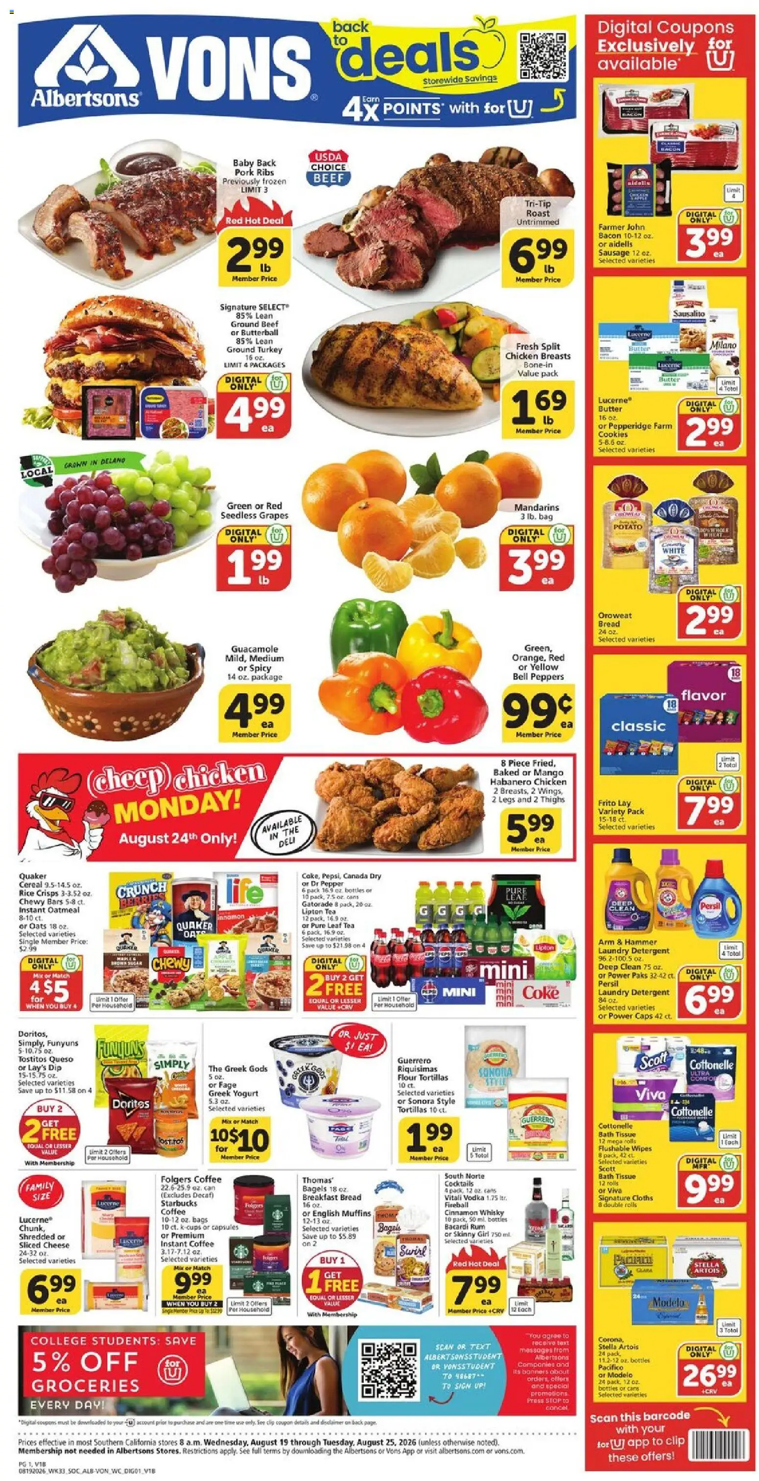 Vons Weekly Ad - valid from 08/19/2026 | Page: 1 | Products: Peppers, Turkey, Hammer, Pepper