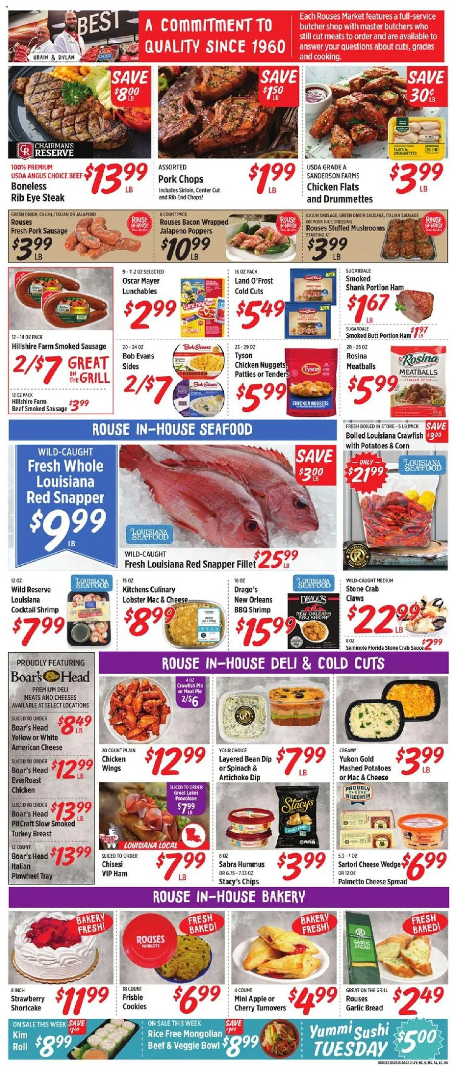 Rouses Weekly Ad - LA - valid from 20.05.2026 | Page: 6 | Products: Spinach, Cheese, Cookies, Seafood