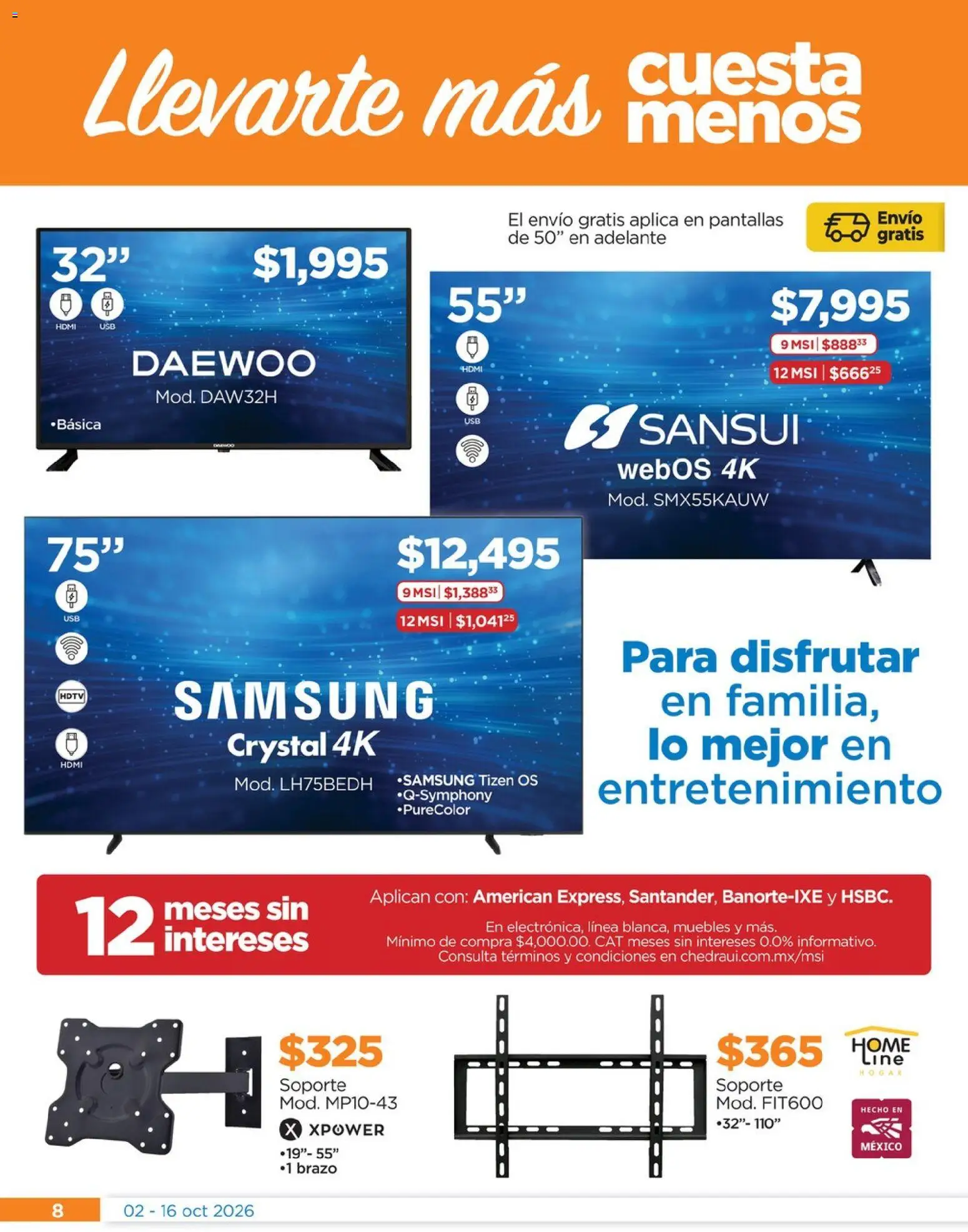 Nuevas ofertas de Chedraui válidas en toda la República Mexicana desde el 02/10/2026. ¡Encuentra las mejores ofertas en Chedraui folleto Renueva tu hogar! | Página: 8