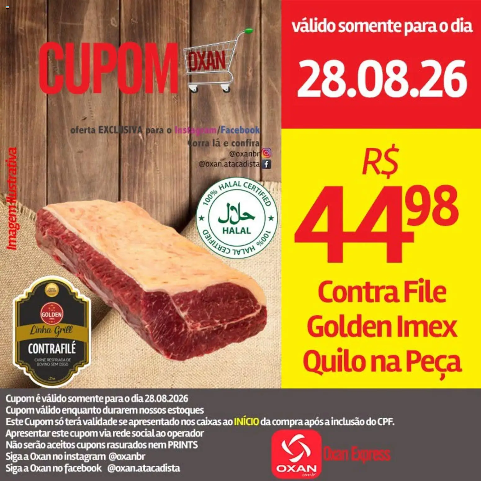 Oxan Atacadista Folheto - válido de 28/08/2026 | Página: 3 | Produtos: Grill, Contra filé, Carne