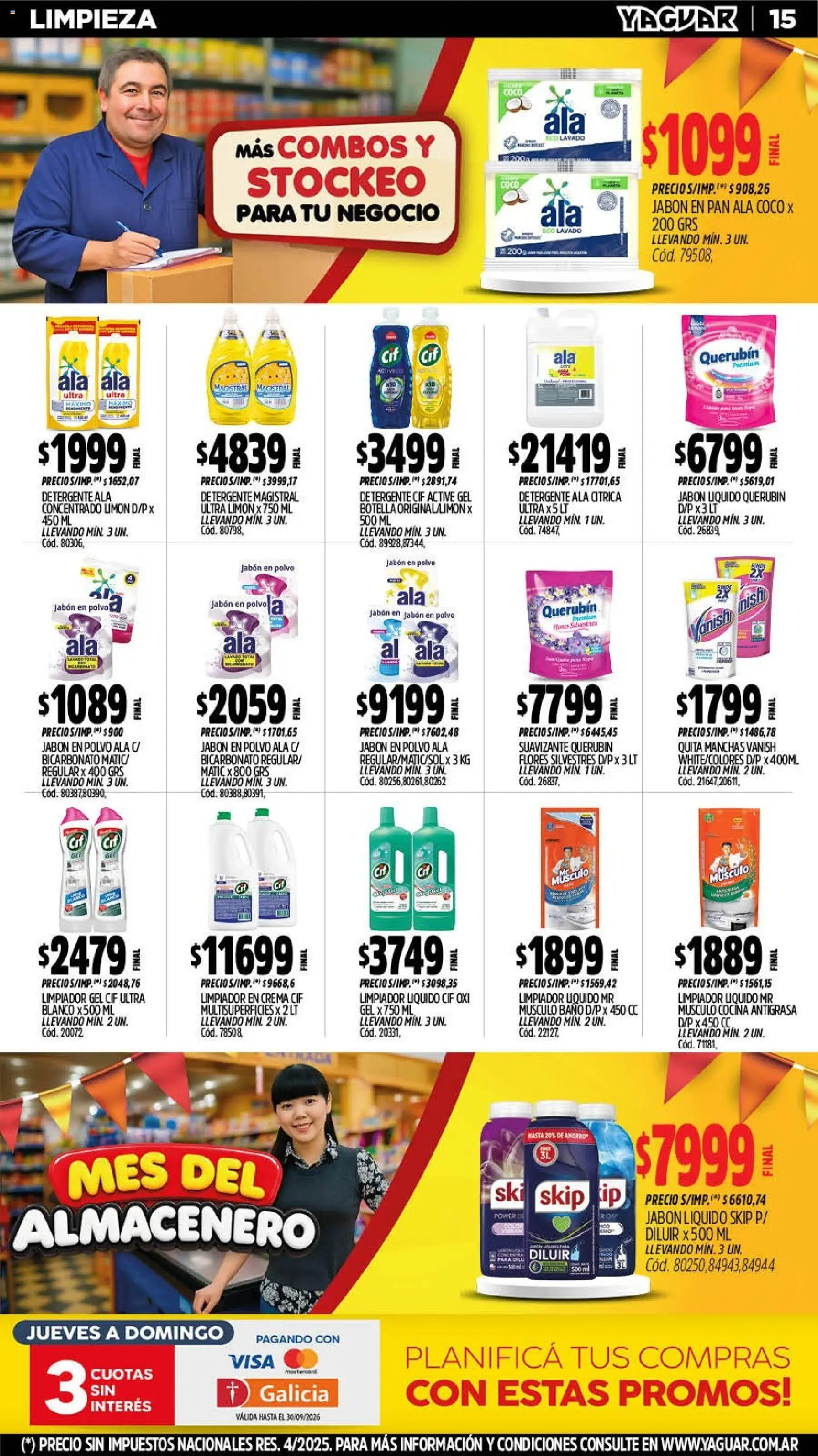 Yaguar - Oferta Semanal Chaco │ válido desde el 14/09/2026 | Página: 15 | Productos: Detergente, Suavizante, Limpiador, Crema