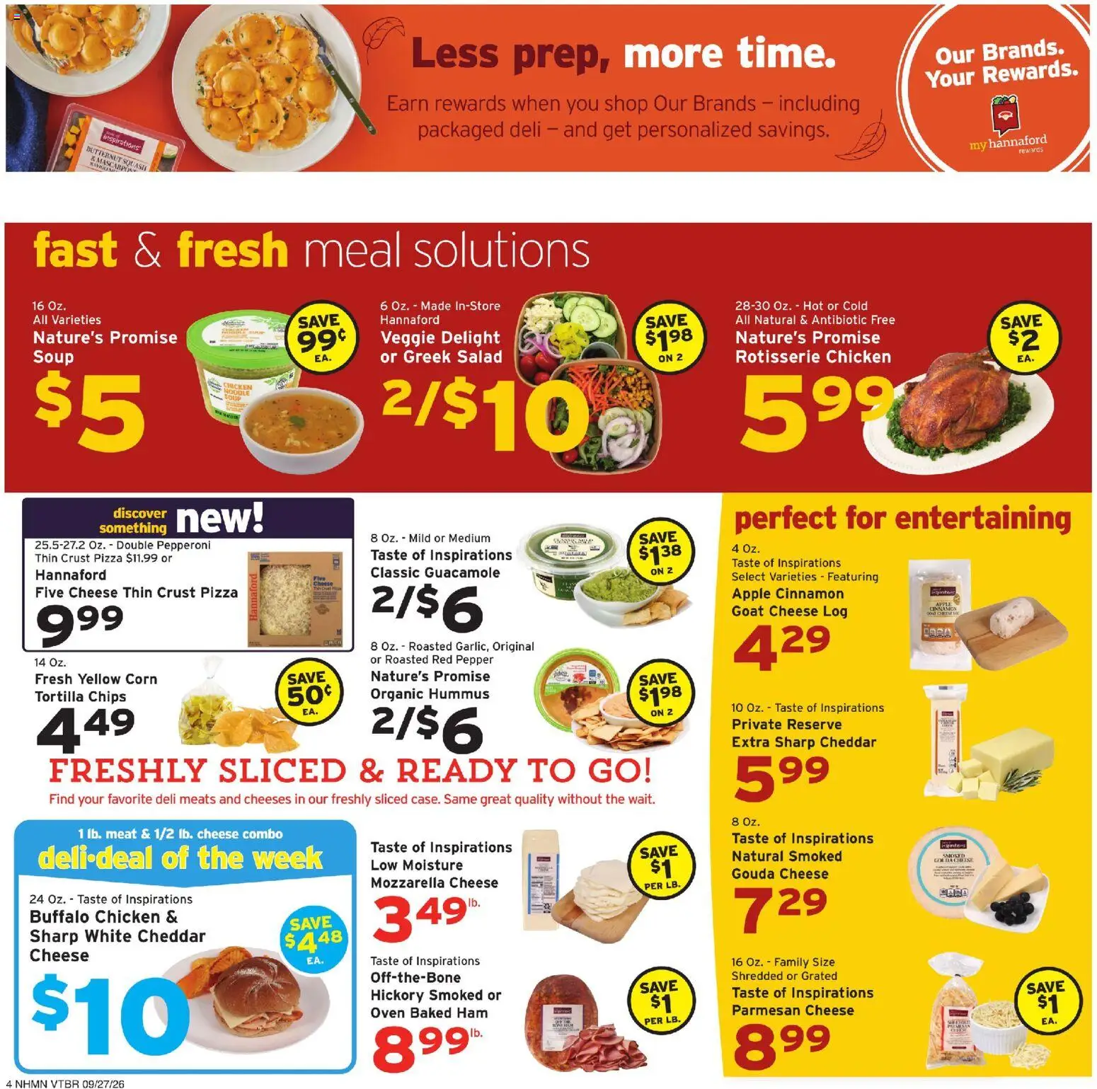 Hannaford Weekly Ad - valid from 09/27/2026 | Page: 4 | Products: Squash, Meat, Chicken, Pizza