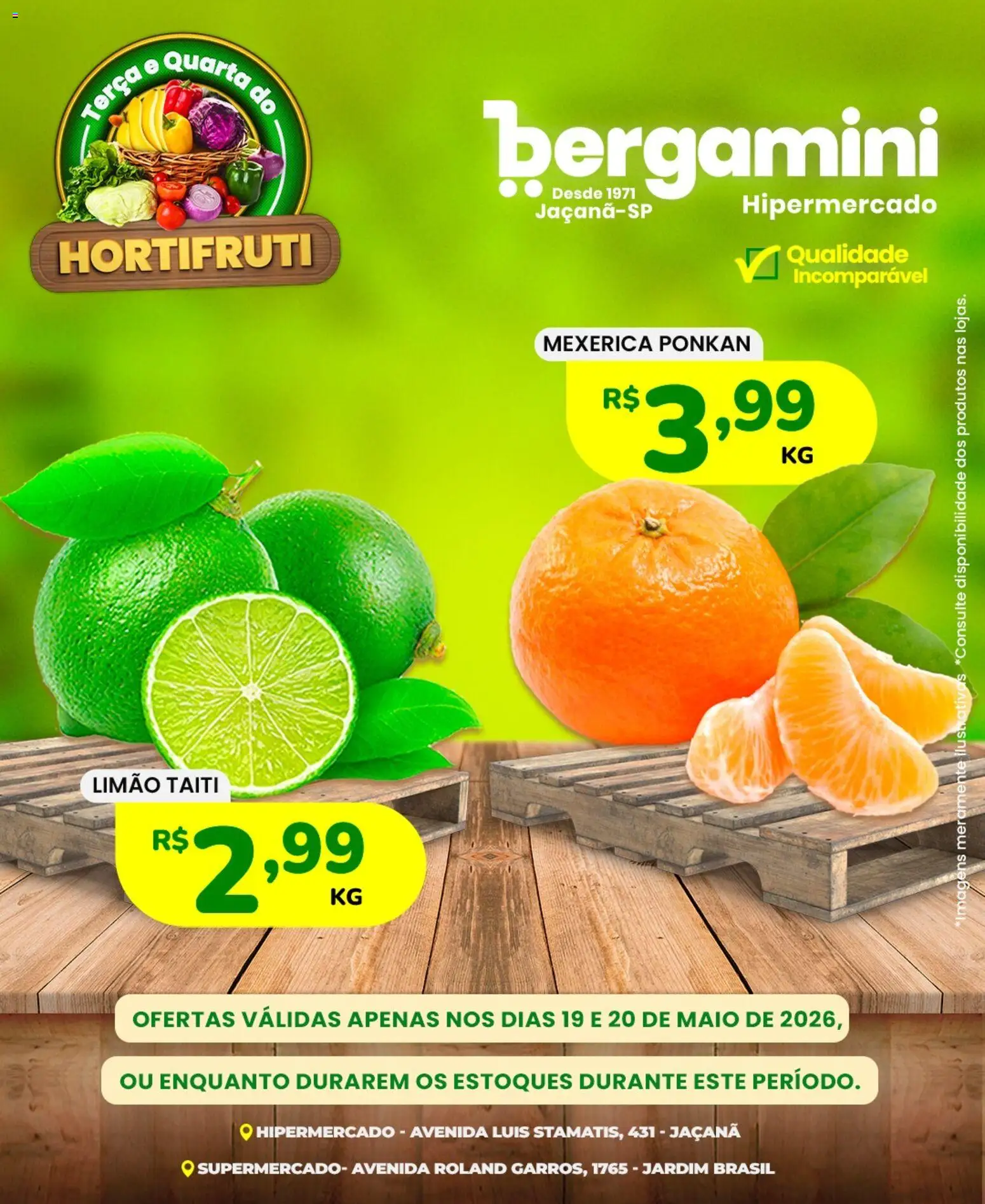 Supermercado Bergamini Folheto - válido de 19.05.2026 | Página: 2 | Produtos: Mexerica, Maiô