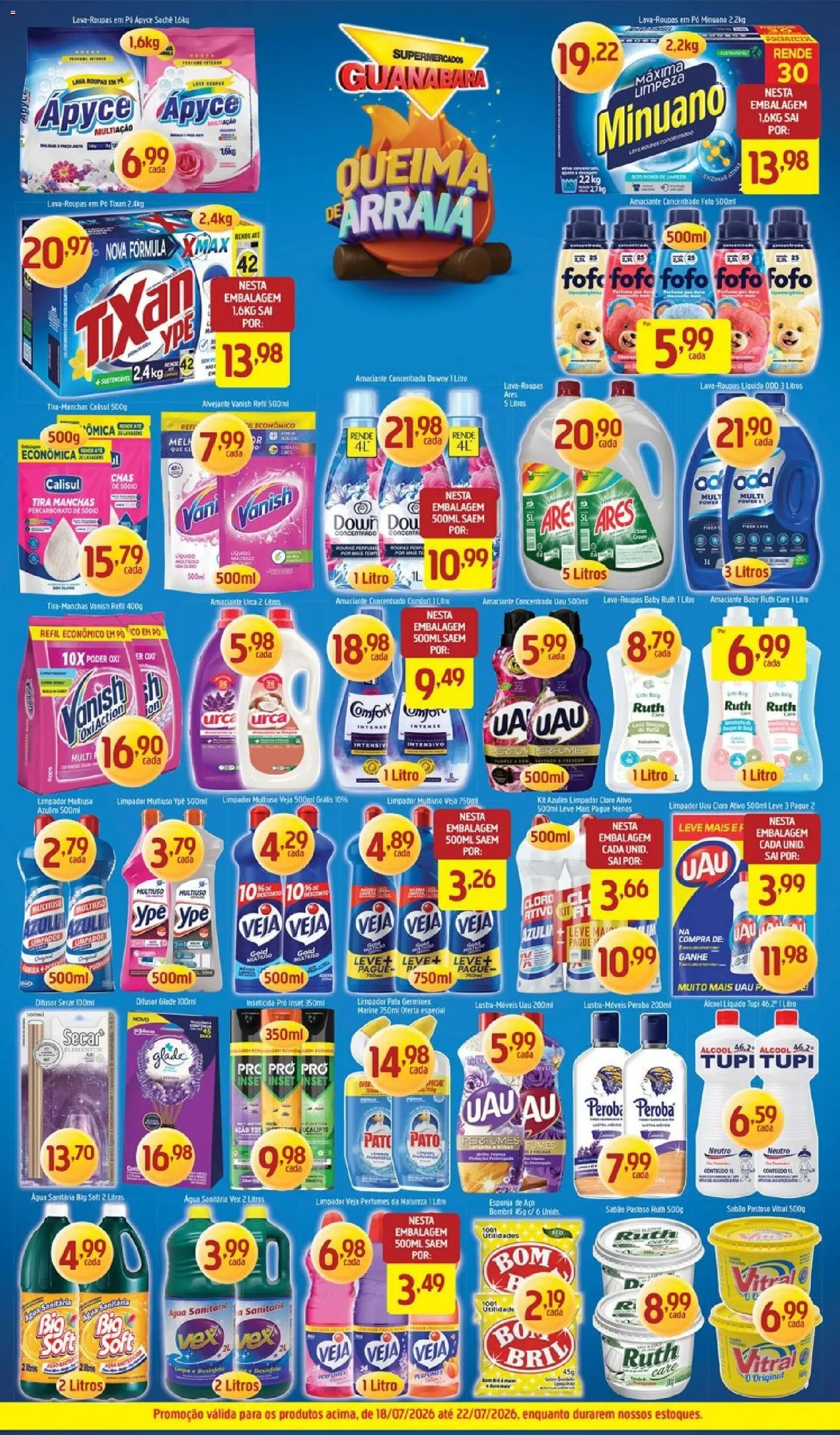 Supermercados Guanabara Folheto - válido de 18/07/2026 | Página: 8 | Produtos: Pó, Tira manchas, Alvejante, Vanish