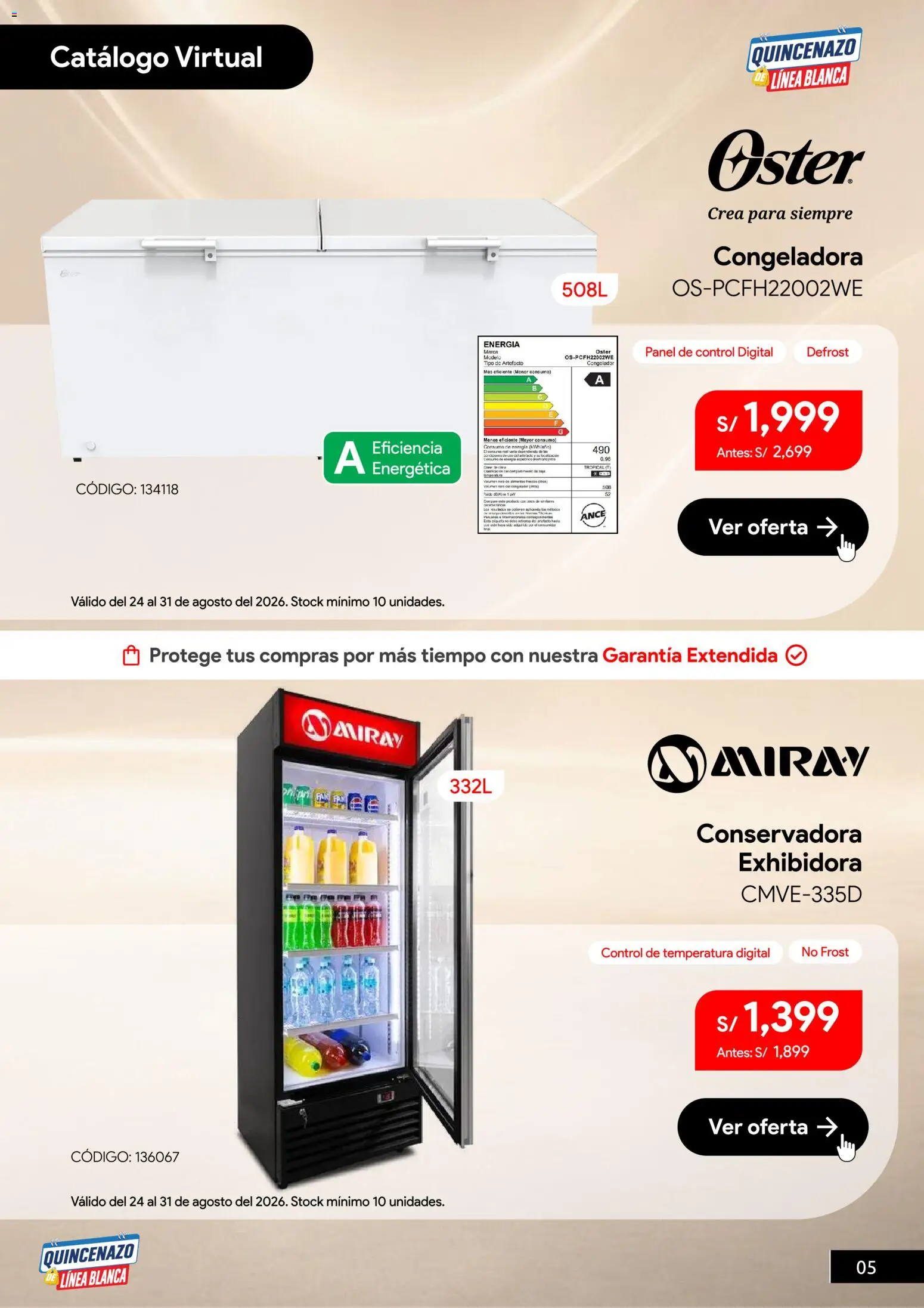 Catálogo Hiraoka válido desde 24/08/2026 | Página: 6 | Productos: Congelador