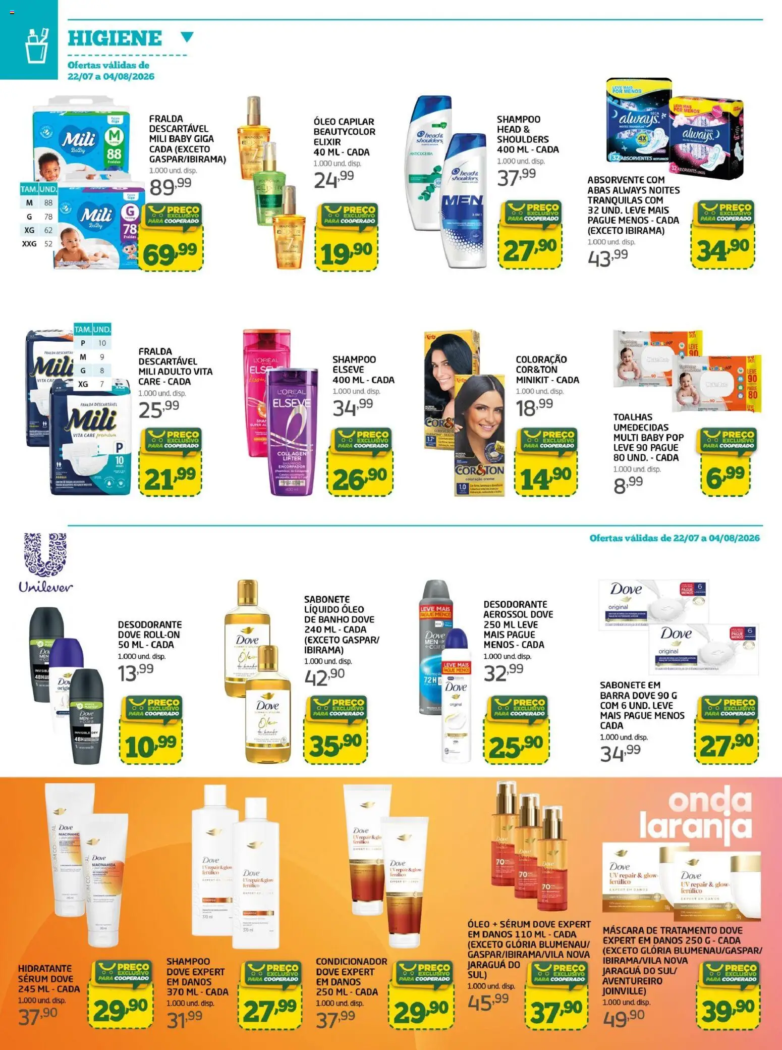 Cooper Folheto - válido de 22/07/2026 | Página: 14 | Produtos: Óleo, Creme, Fraldas, Absorvente