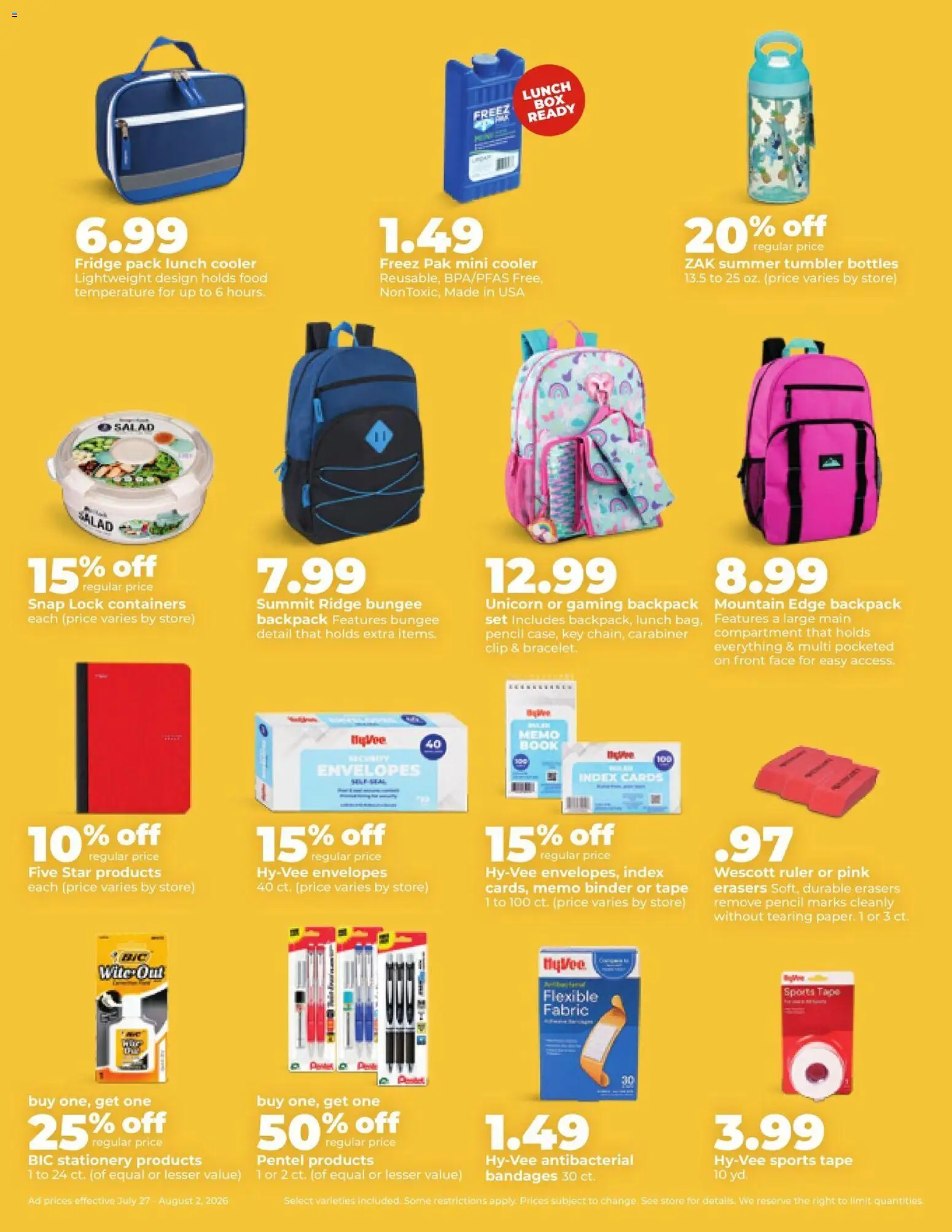 HyVee Weekly Ad - valid from 07/27/2026 | Page: 37 | Products: Pencil, Clip, Ridge, Backpack