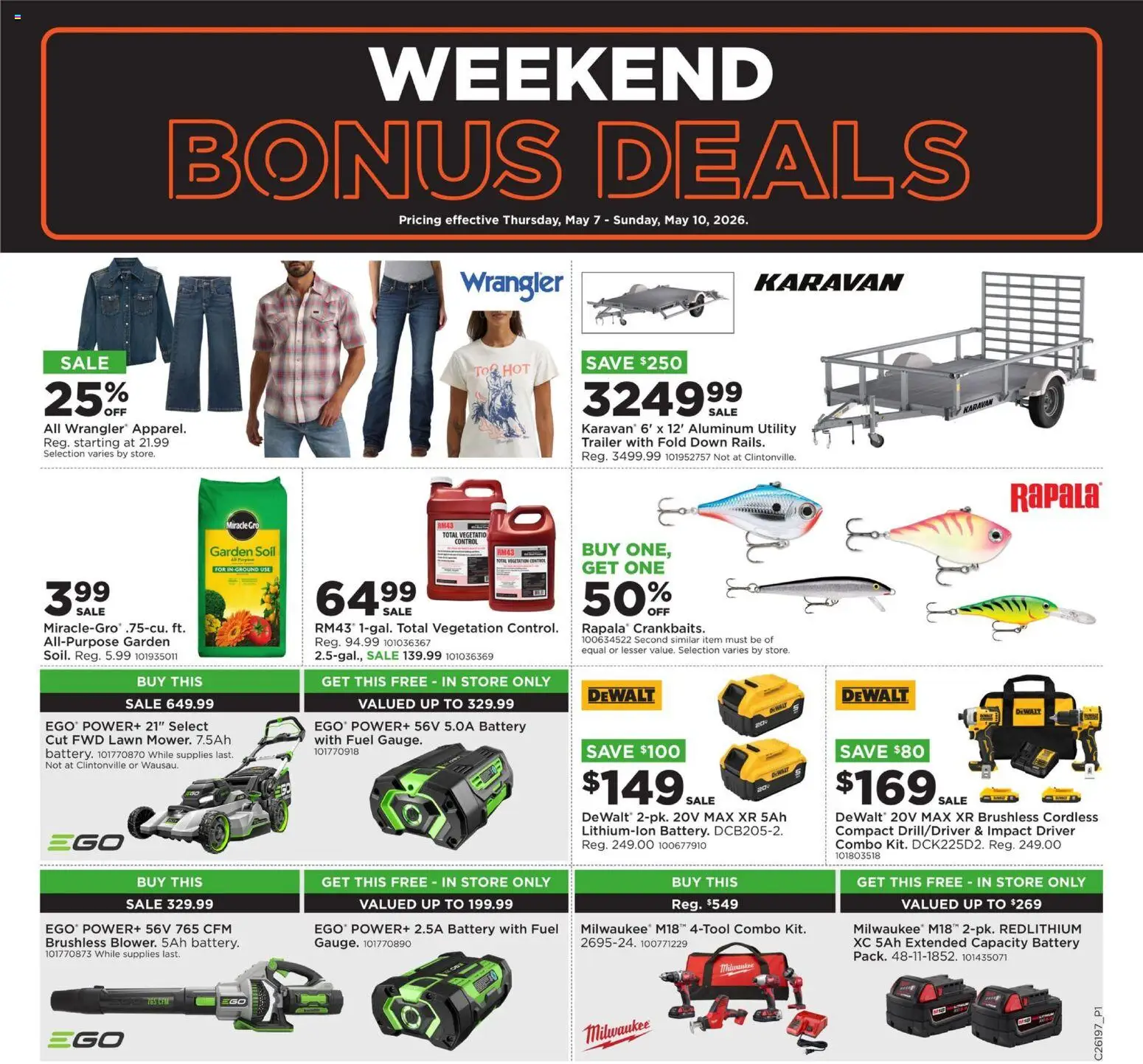 Mills Fleet Farm Weekly Ad - valid from 07.05.2026 | Page: 1 | Products: Battery