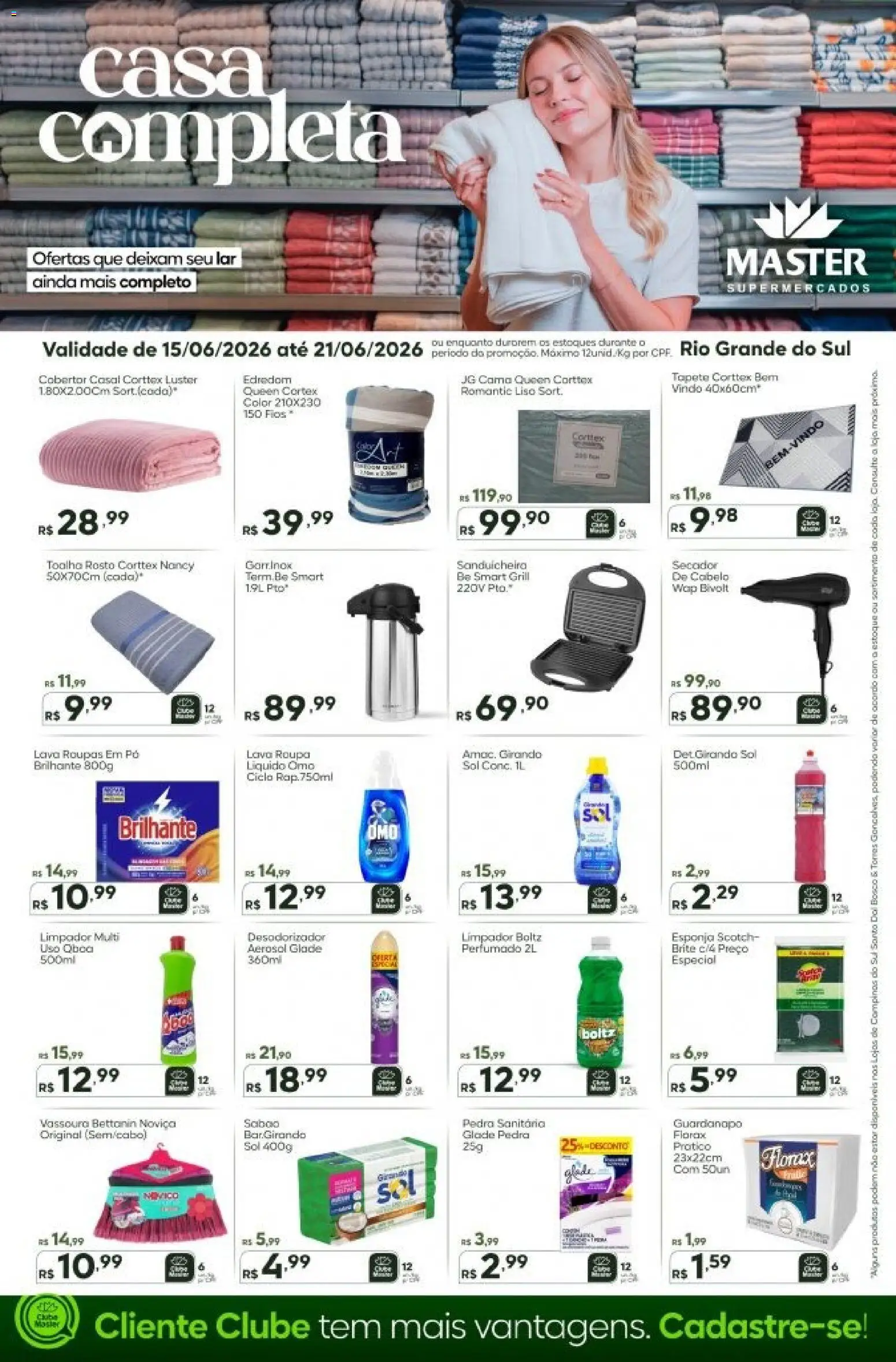 Master Folheto - válido de 15.06.2026 | Página: 1 | Produtos: Secador, Edredom, Cama, Guardanapo