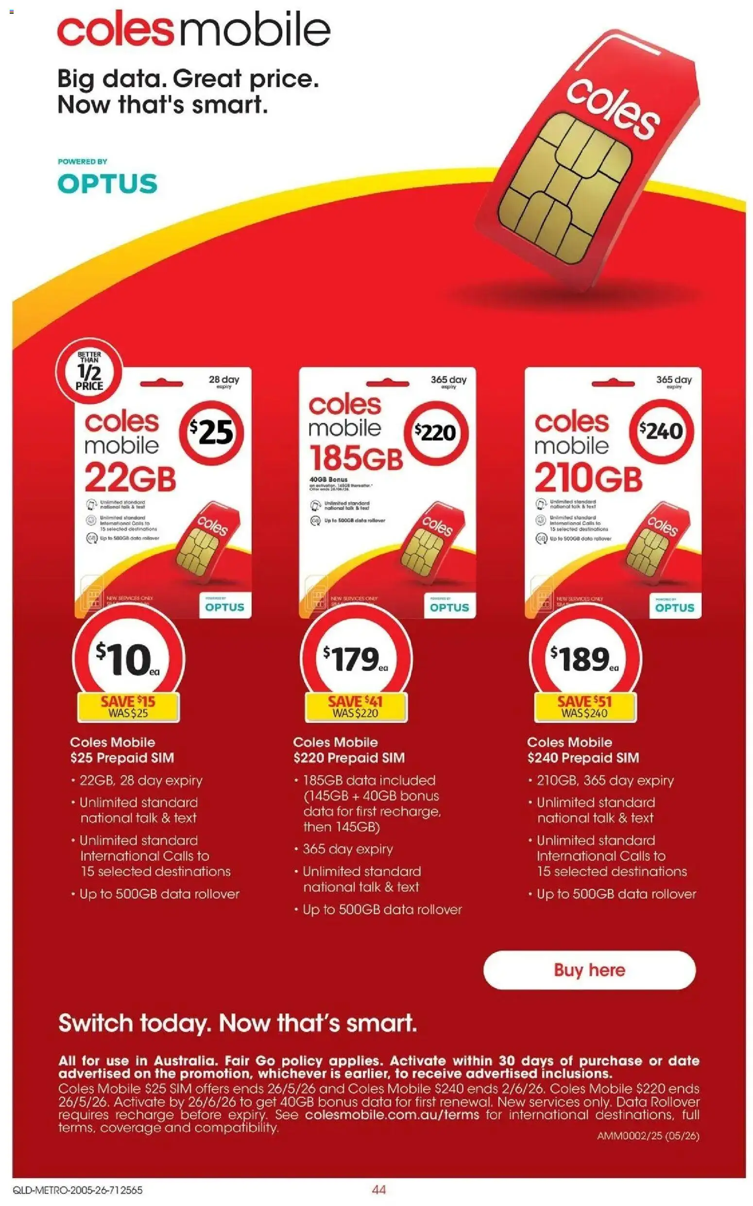 Coles catalogue - valid from 19.05.2026 | Page: 44 | Products: Date, Mobile