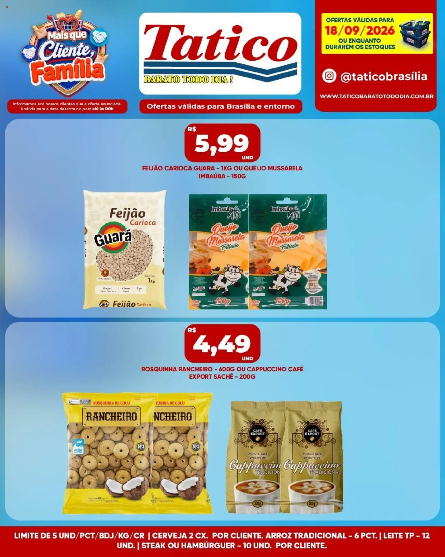Tatico Folheto - válido de 18/09/2026 | Página: 4 | Produtos: Café, Cerveja, Hambúrguer, Mussarela