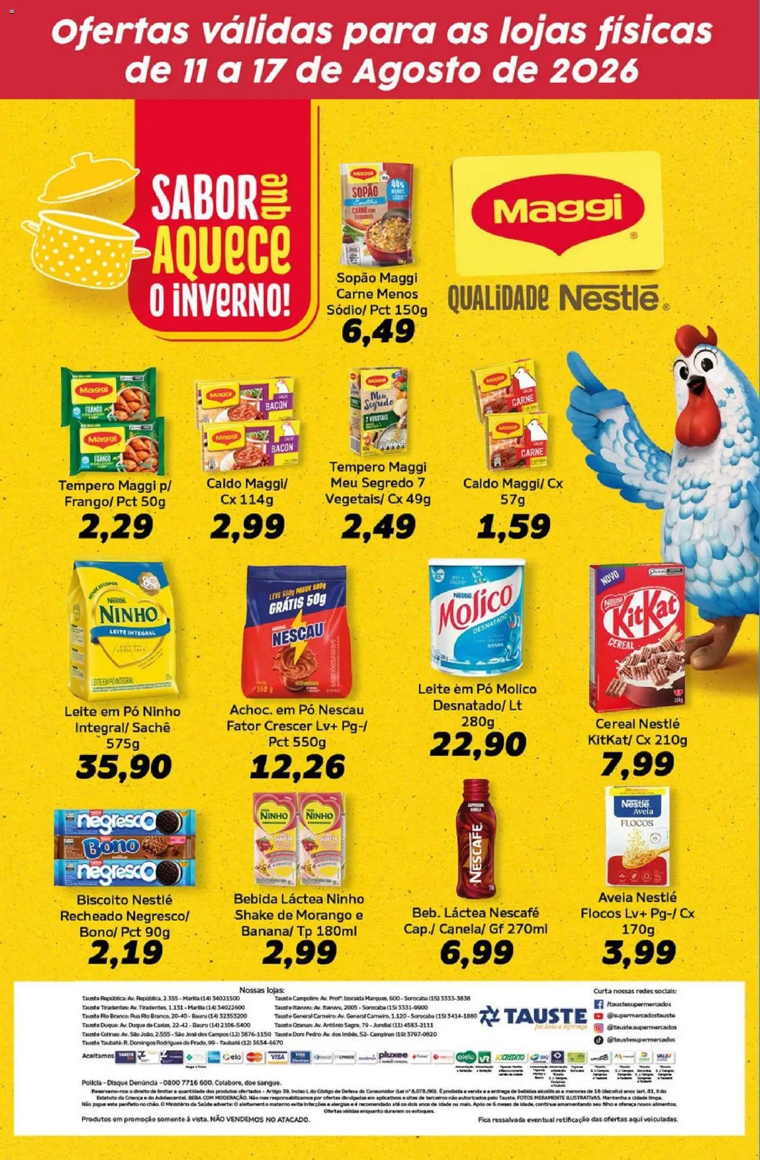 Tauste Folheto - válido de 11/08/2026 | Página: 2 | Produtos: Leite integral, Nescau, Bebidas, Aveia