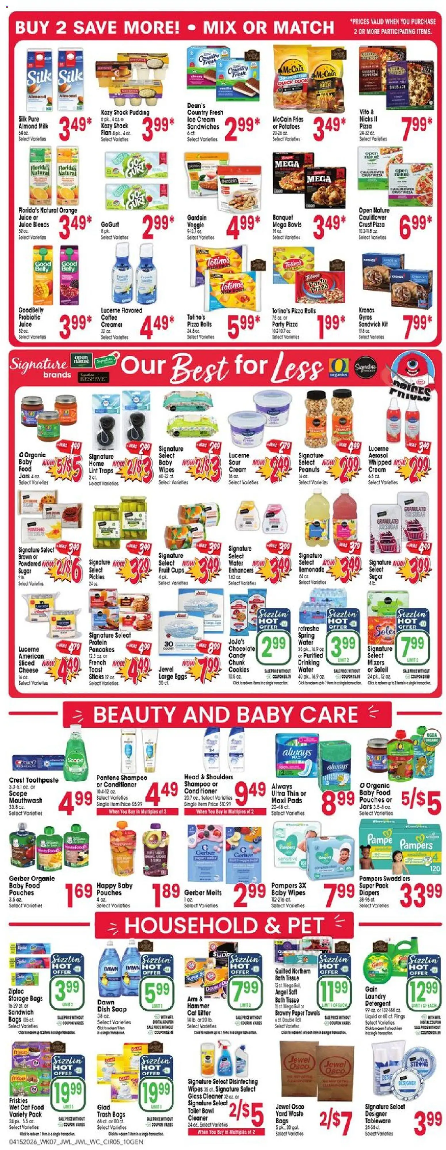 Jewel Osco Weekly Ad - IN - valid from 15.04.2026 | Page: 5 | Products: Cat Food, Chocolate, Pads, Baby food