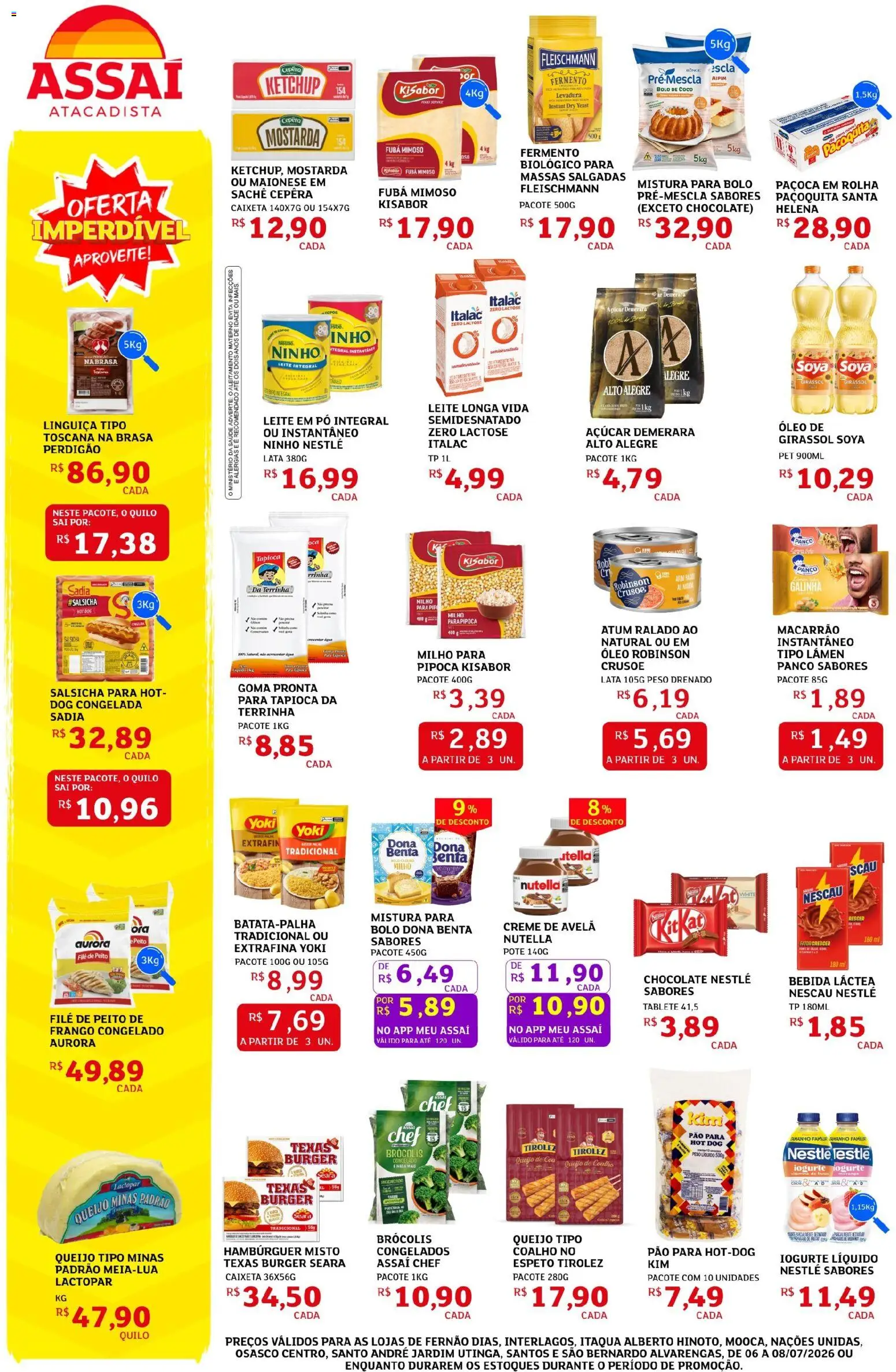Assaí Atacadista Folheto - válido de 06/07/2026 | Página: 2 | Produtos: Aipim, Açúcar, Atum, Pipoca